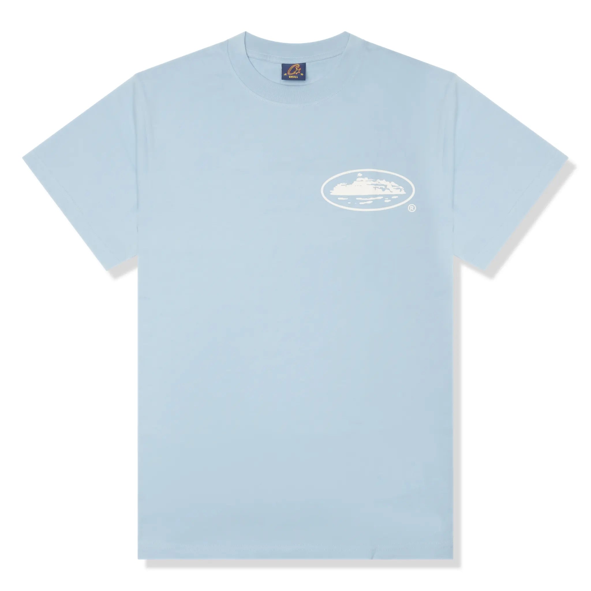 Front View of Corteiz OG Island Baby Blue T Shirt 07892 1SS2504COITBB-BABY