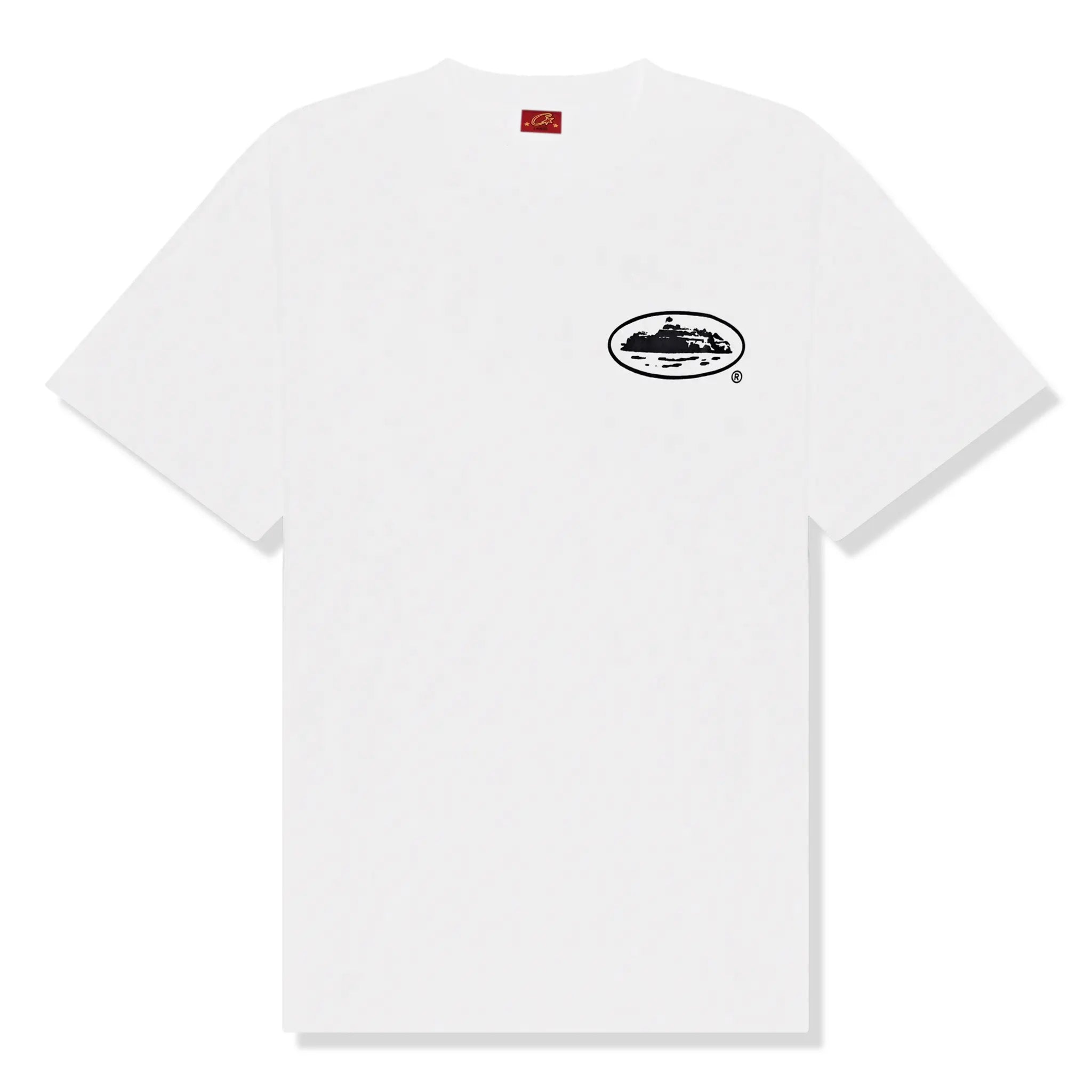Front view of Corteiz OG Island White Black T Shirt 7892-1FW230103OIT-WHIT
