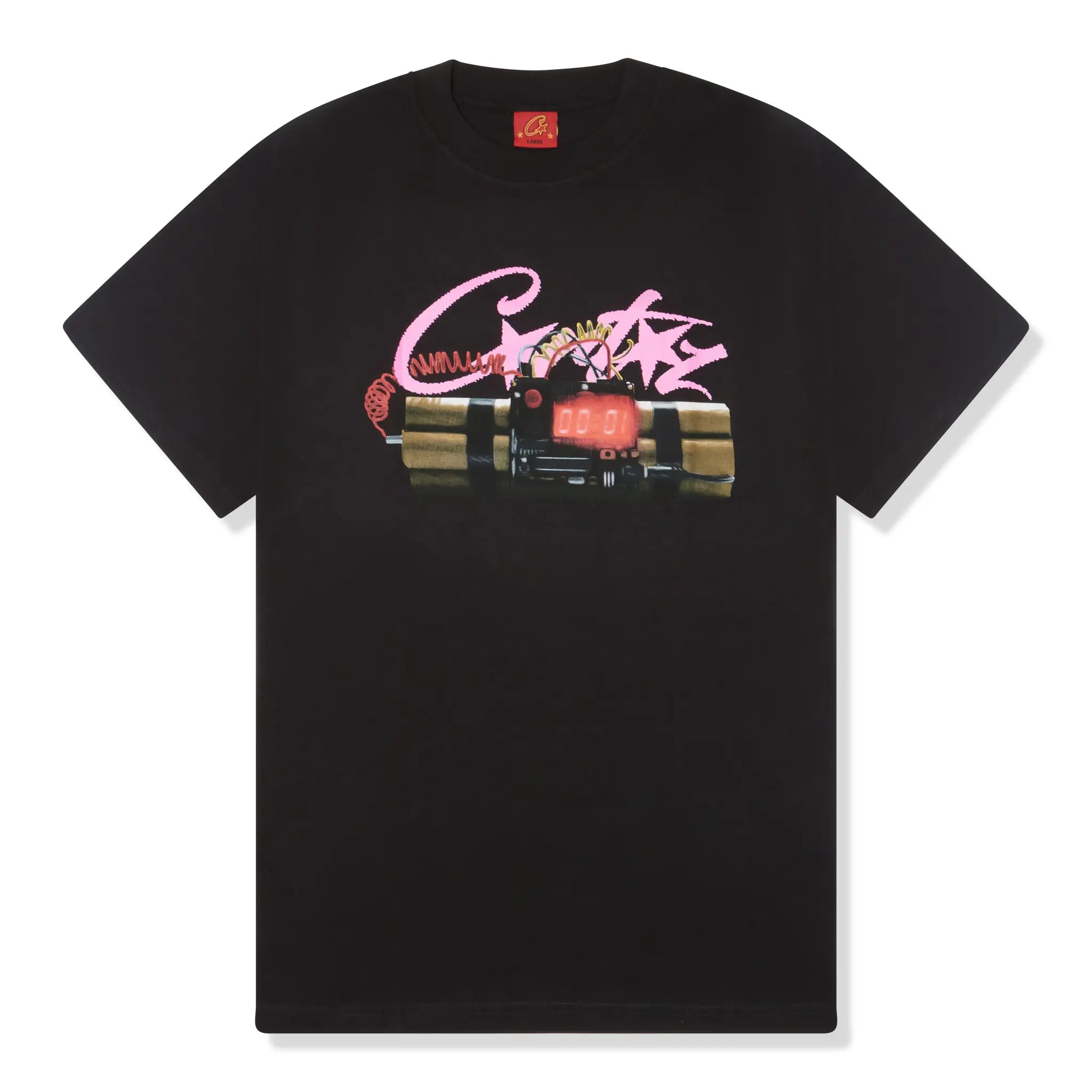 Front View of Corteiz RTW No time 4 Luv Black T Shirts 07892 1SS2504CNT4LT-BLAC