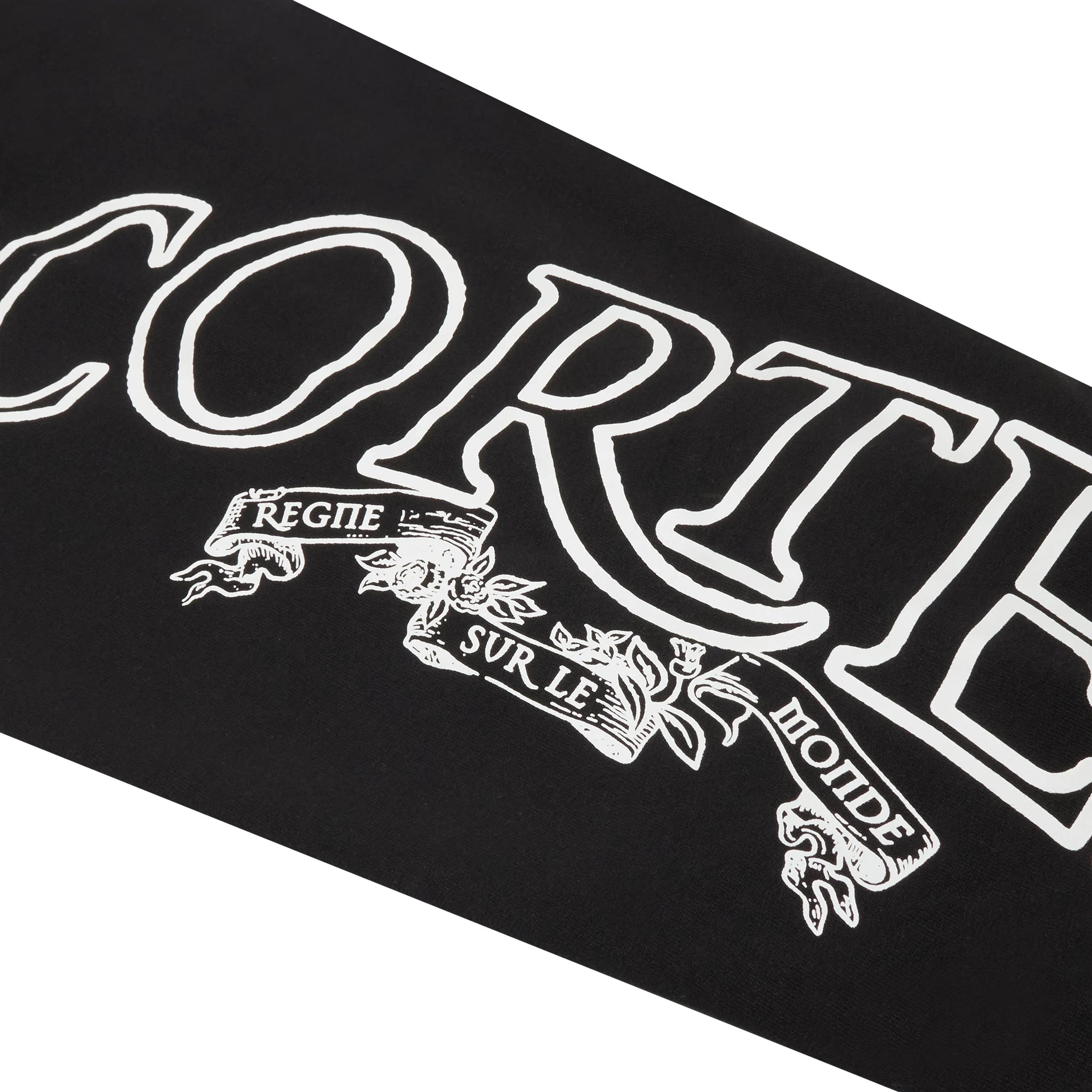 Close up of Corteiz RTW Superior Royale Open Hem Black Pants