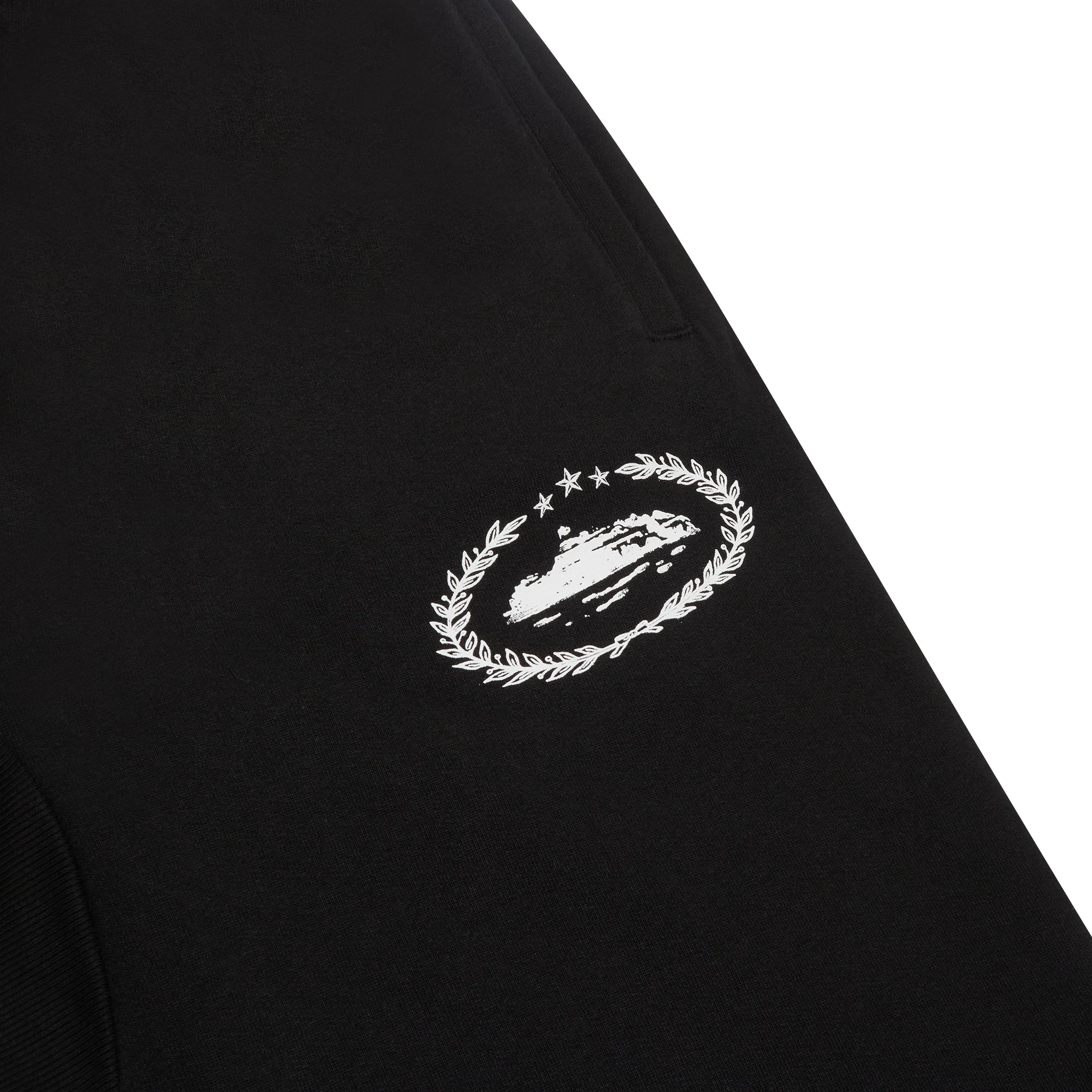 Logo view of Corteiz RTW Superior Royale Open Hem Black Pants