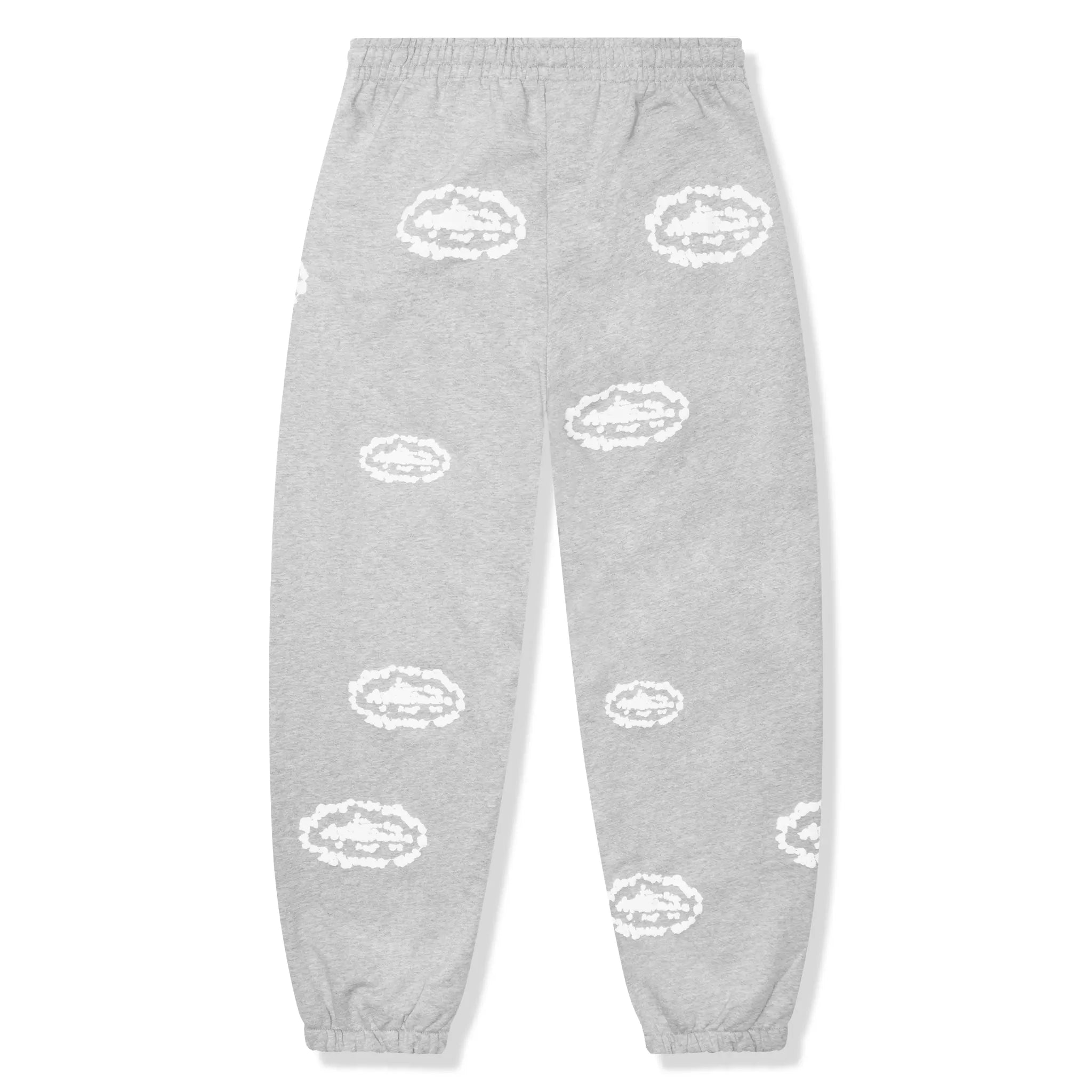 Back View of Corteiz x Denim Tears Island Wreath Grey Sweatpants
