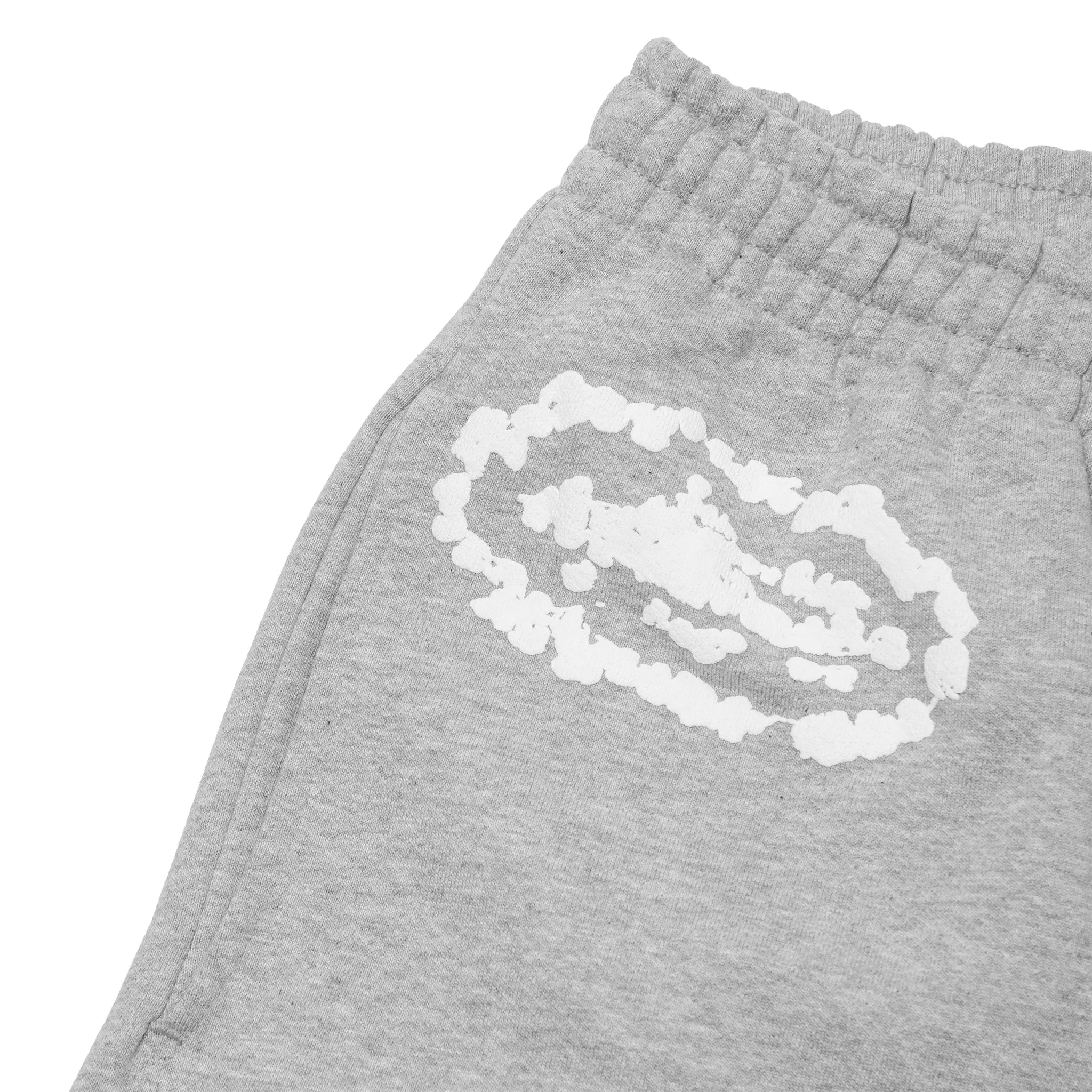 Detailed View of Corteiz x Denim Tears Island Wreath Grey Sweatpants