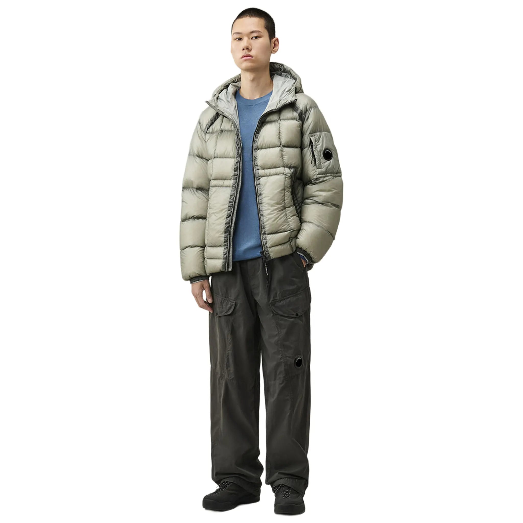 CP Company D.D. Shell Flint Grey Hooded Puffer Jacket