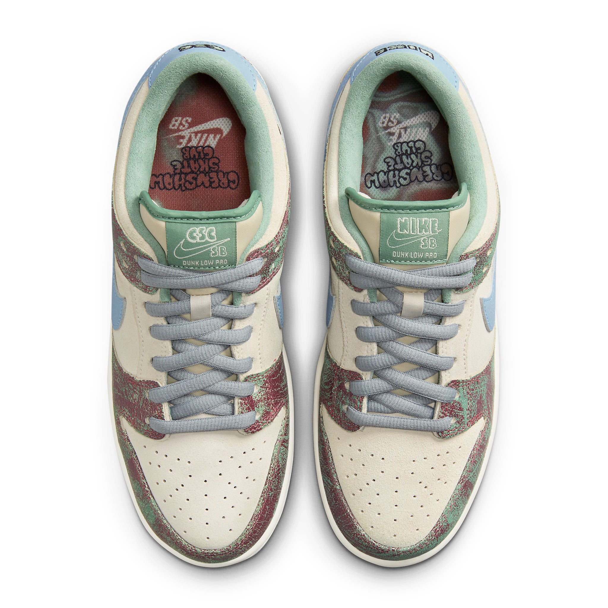 Top side view of Crenshaw Skate Club x Nike SB Dunk Low FN4193-100