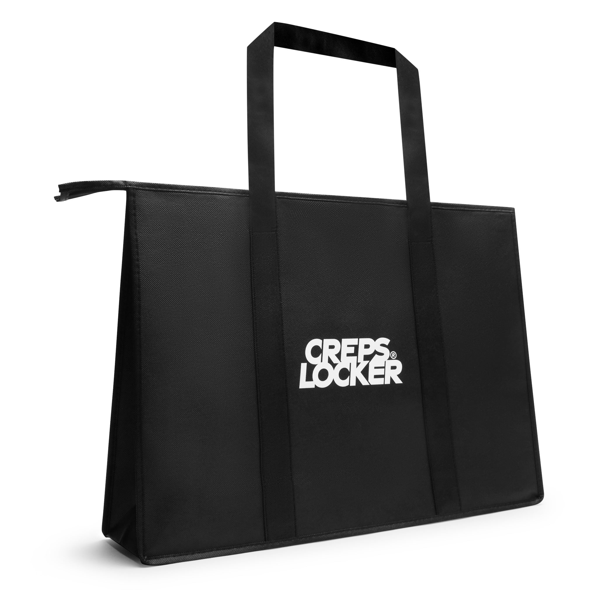 Side view of Crepslocker Woven Tote Bag Black