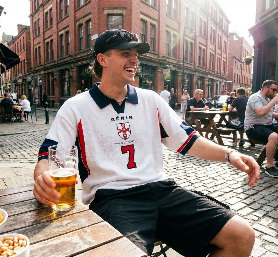Bénir Clothing 98 Becks Inspired Knit White Polo Shirt