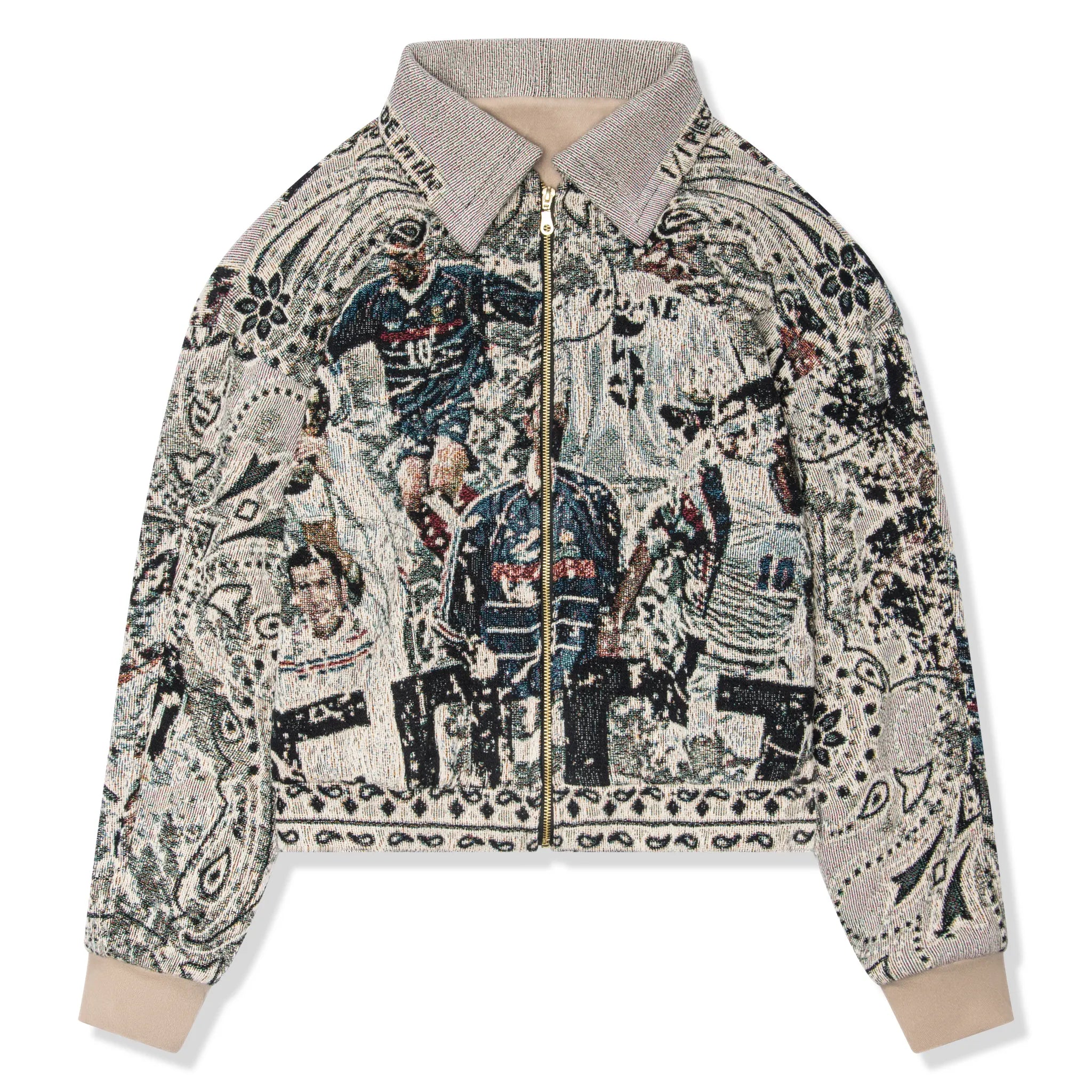 Front View of Dedictd France Zidane Tapestry Collared Jacket