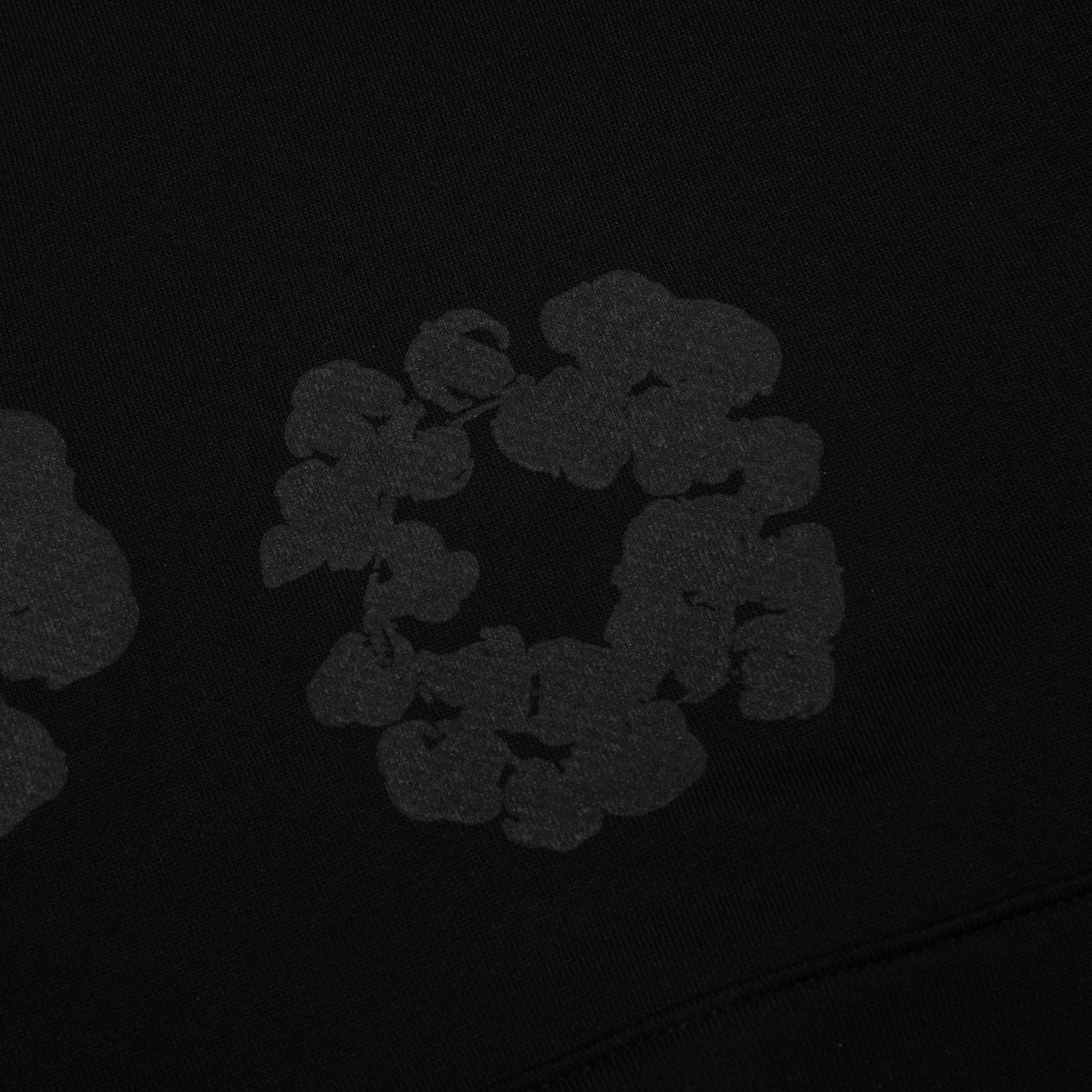 Patch view of Denim Tears Cotton Wreath Black Monochrome Hoodie