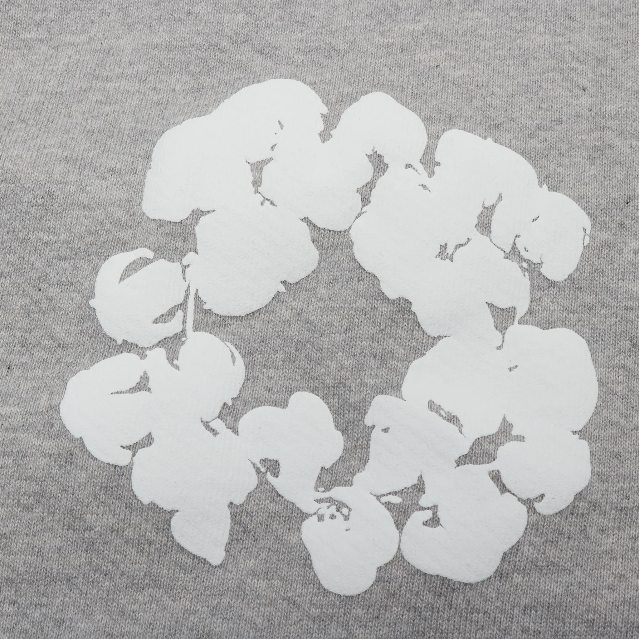 Detailed View of Denim Tears The Cotton Wreath Baggy Grey Sweatpants (SS25) SS25BAS11402052
