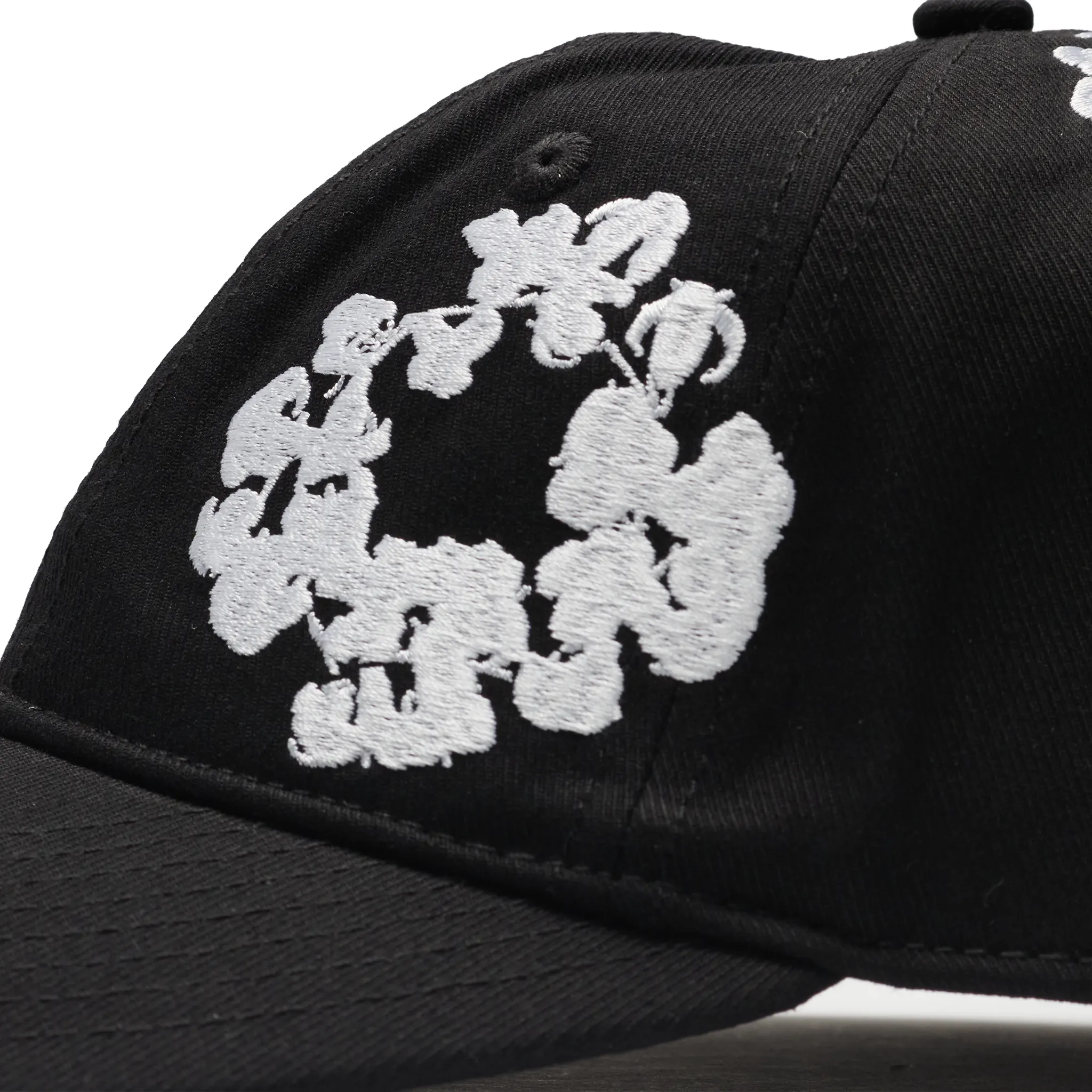 Detailed View of Denim Tears The Cotton Wreath Black Cap SS25ANE11782042