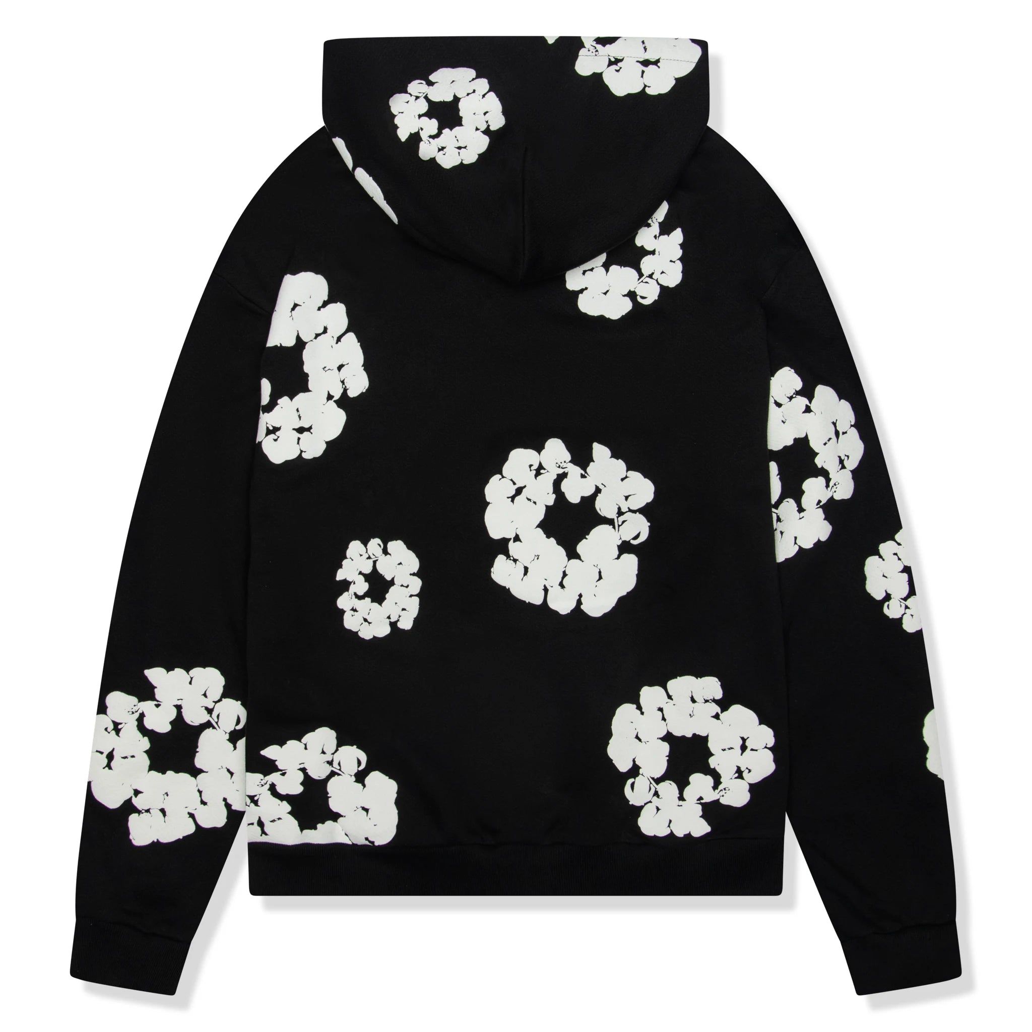 Back view of Denim Tears The Cotton Wreath Black Hoodie