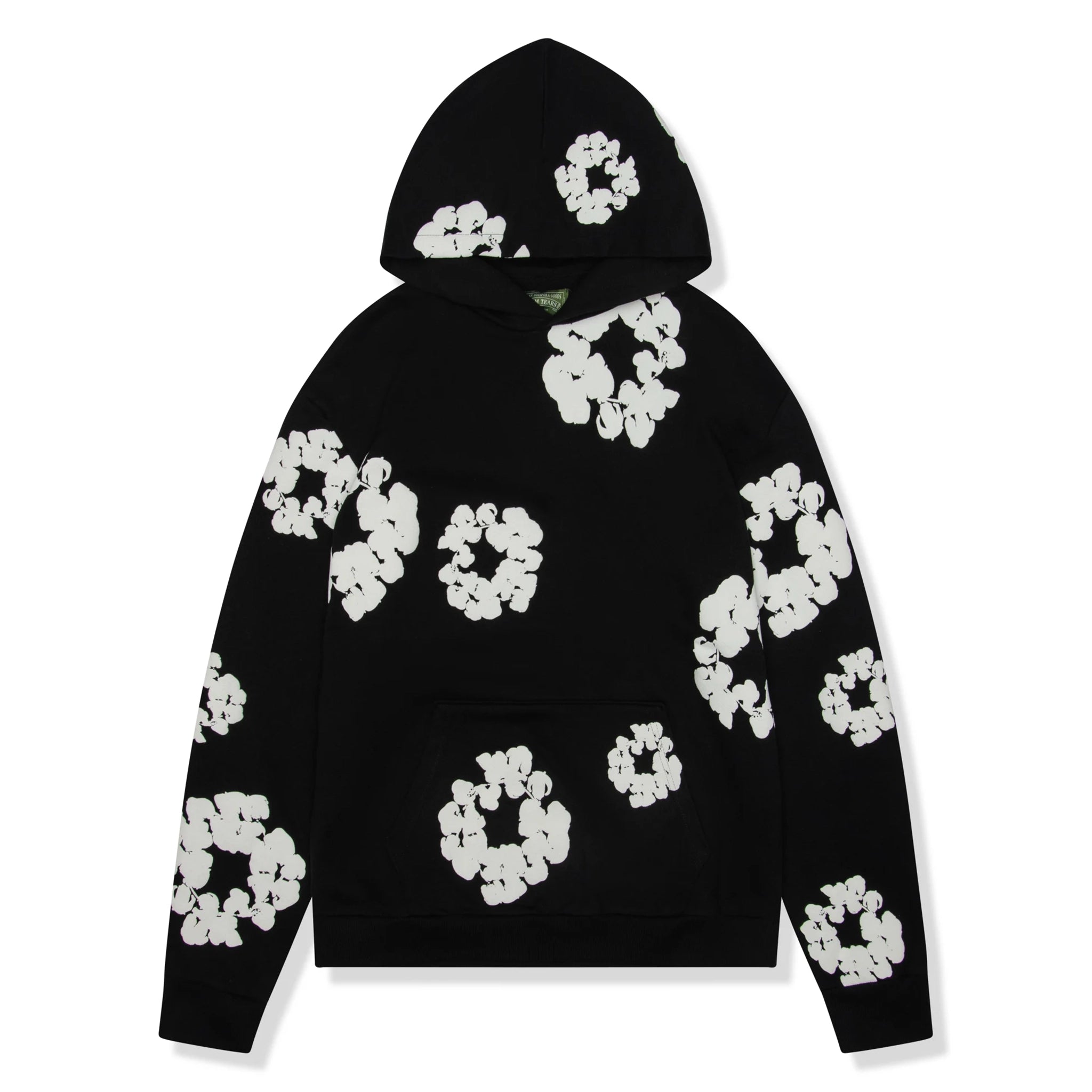 Front view of Denim Tears The Cotton Wreath Black Hoodie