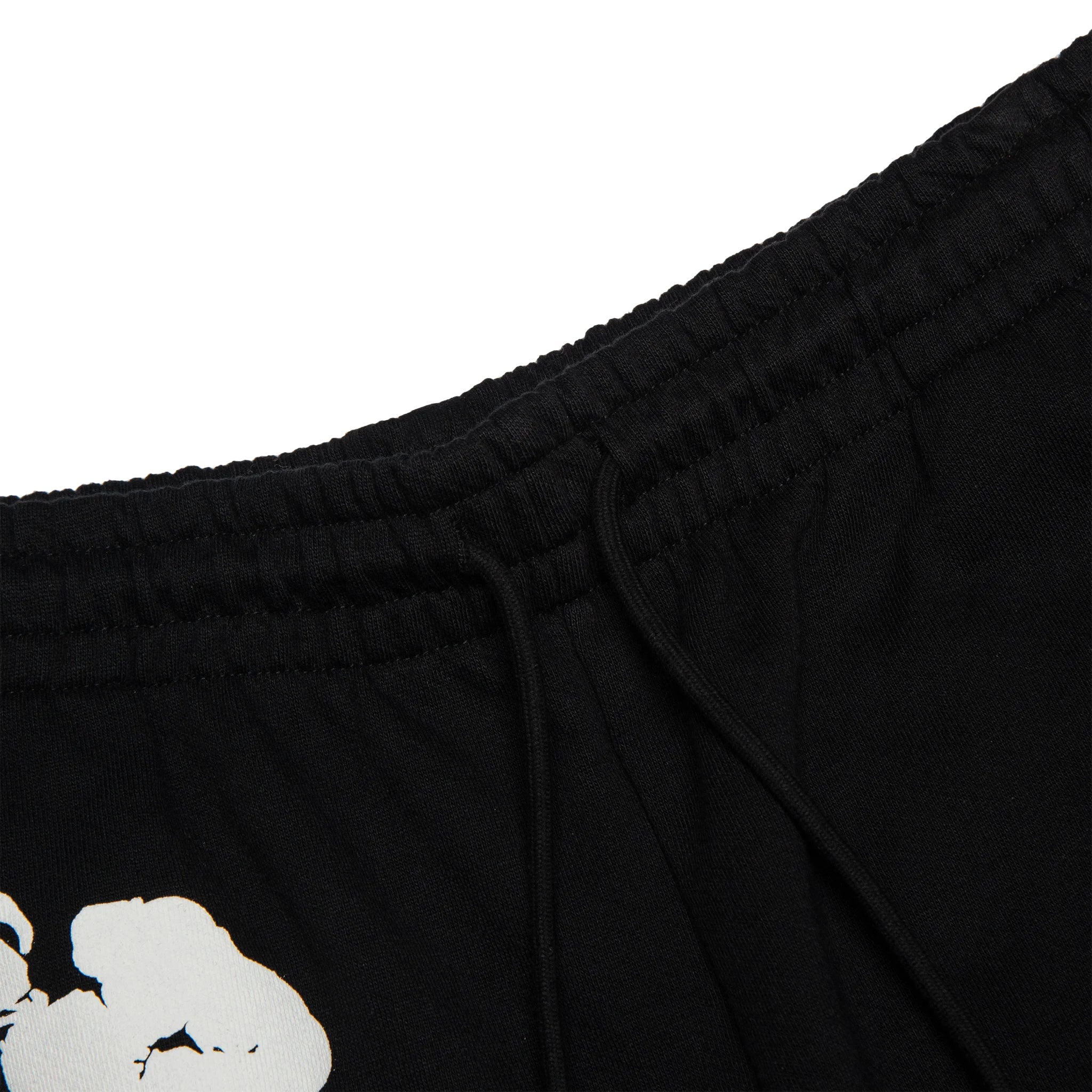 Waist view of Denim Tears The Cotton Wreath Black Sweatpants