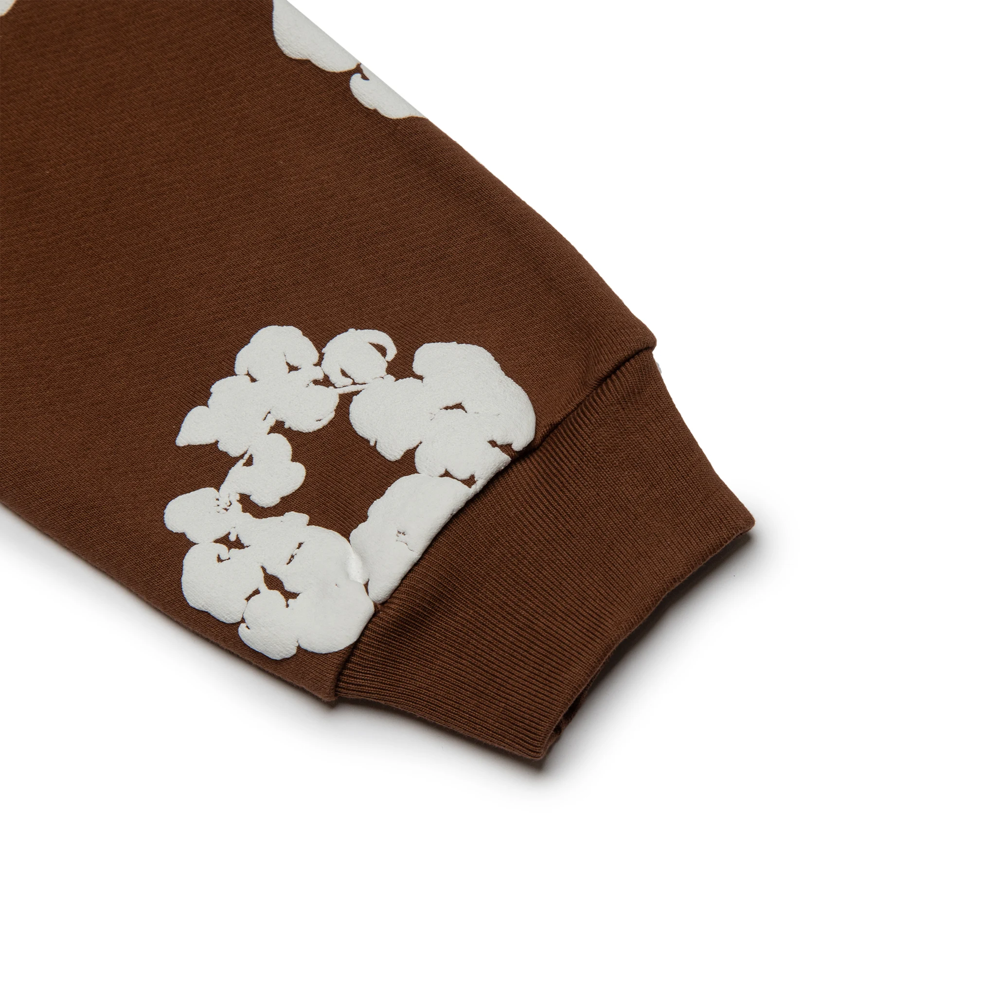 Sleeve view of Denim Tears The Cotton Wreath Brown Hoodie