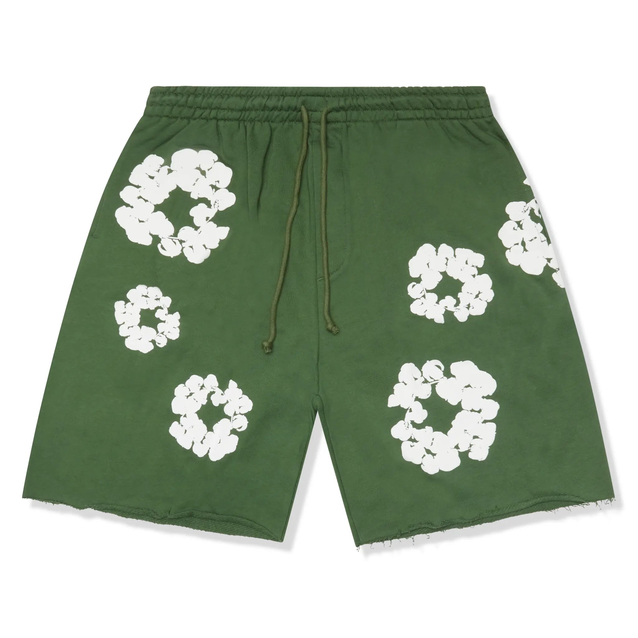 Front View of Denim Tears The Cotton Wreath Green Shorts