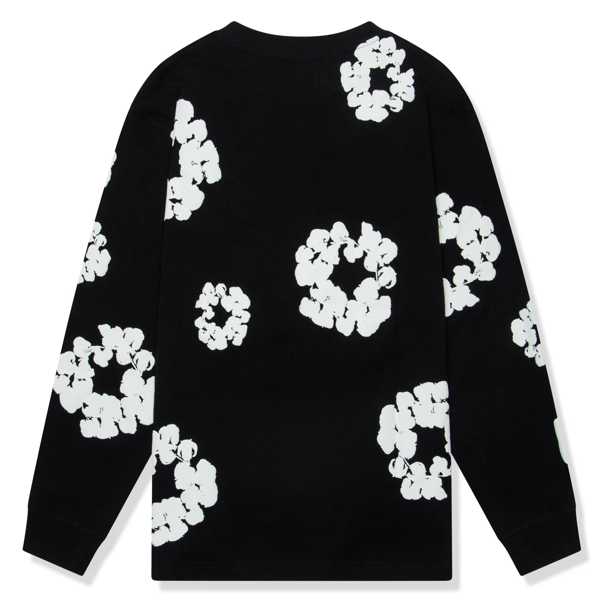 Back view of Denim Tears The Cotton Wreath Long-Sleeve Black T Shirt
