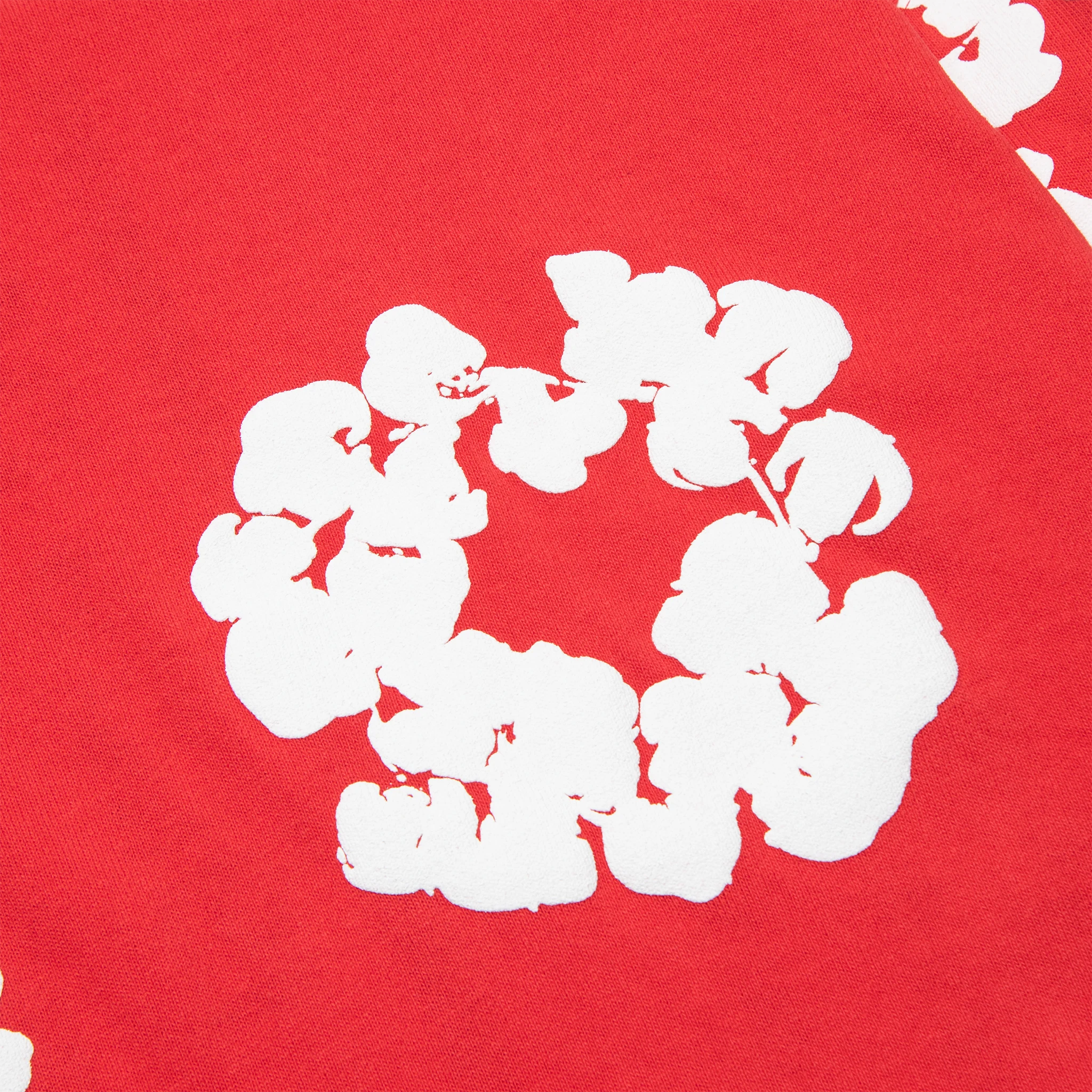 Detail view of Denim Tears The Cotton Wreath Long-Sleeve Red T Shirt