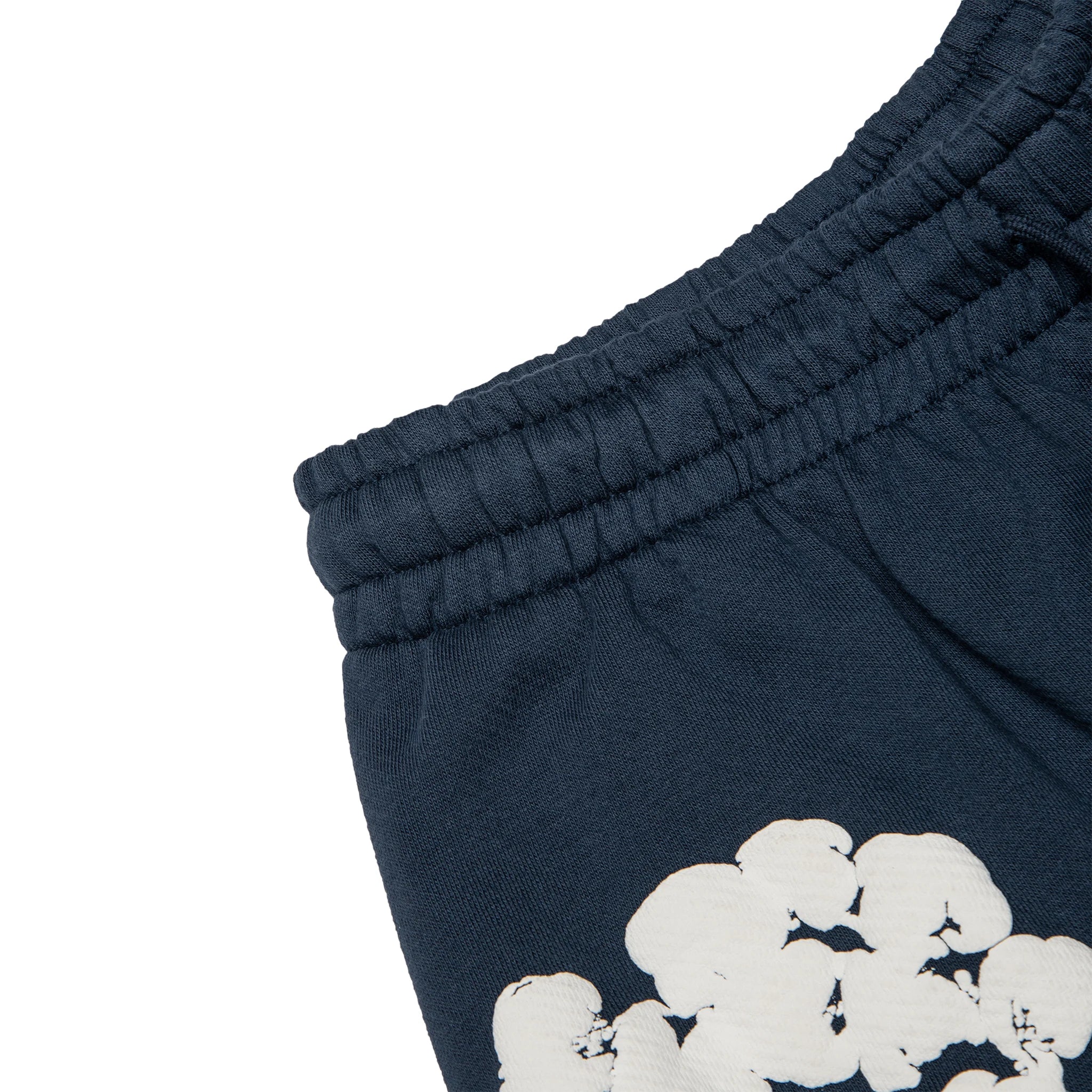 Corner view of Denim Tears The Cotton Wreath Navy Shorts