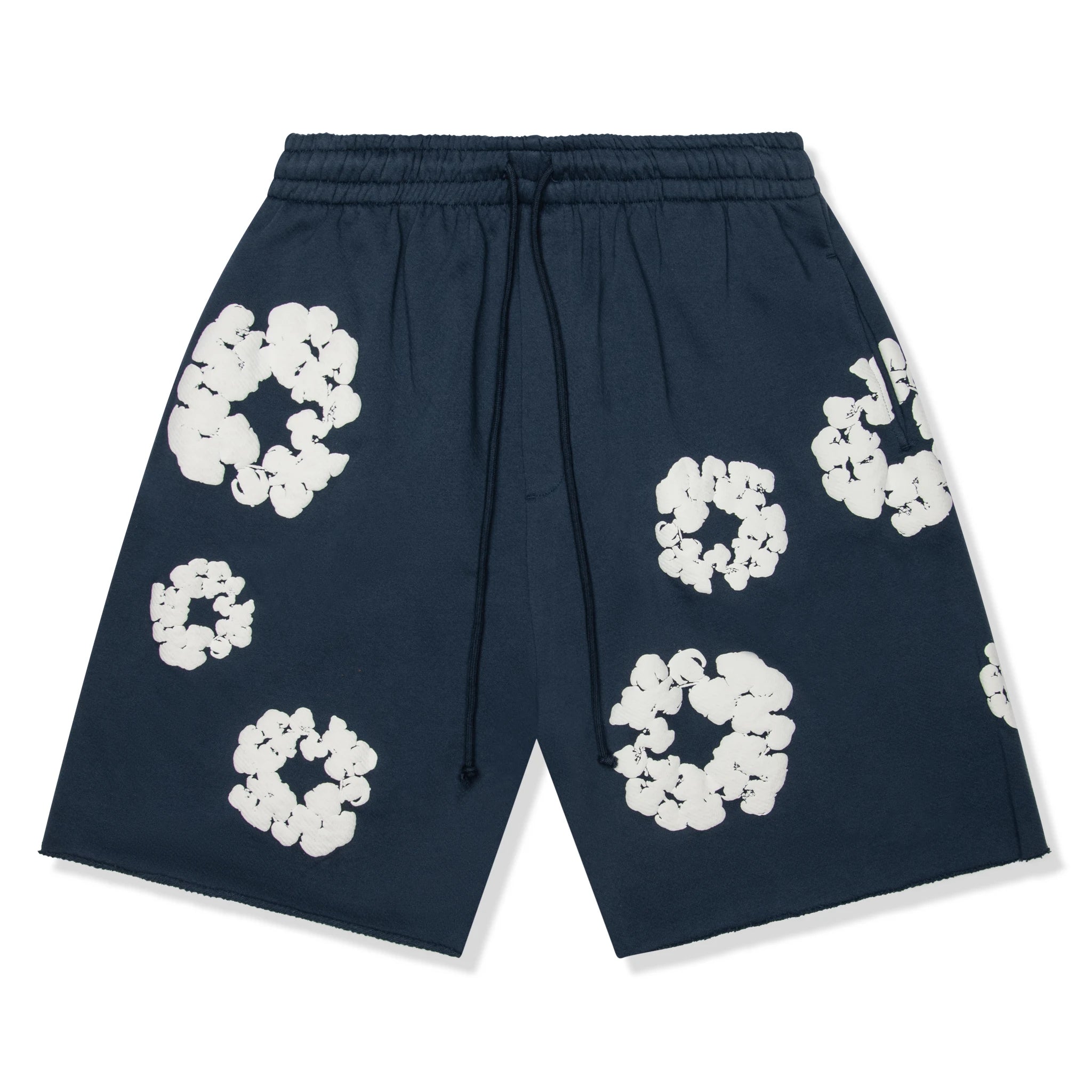 Front view of Denim Tears The Cotton Wreath Navy Shorts