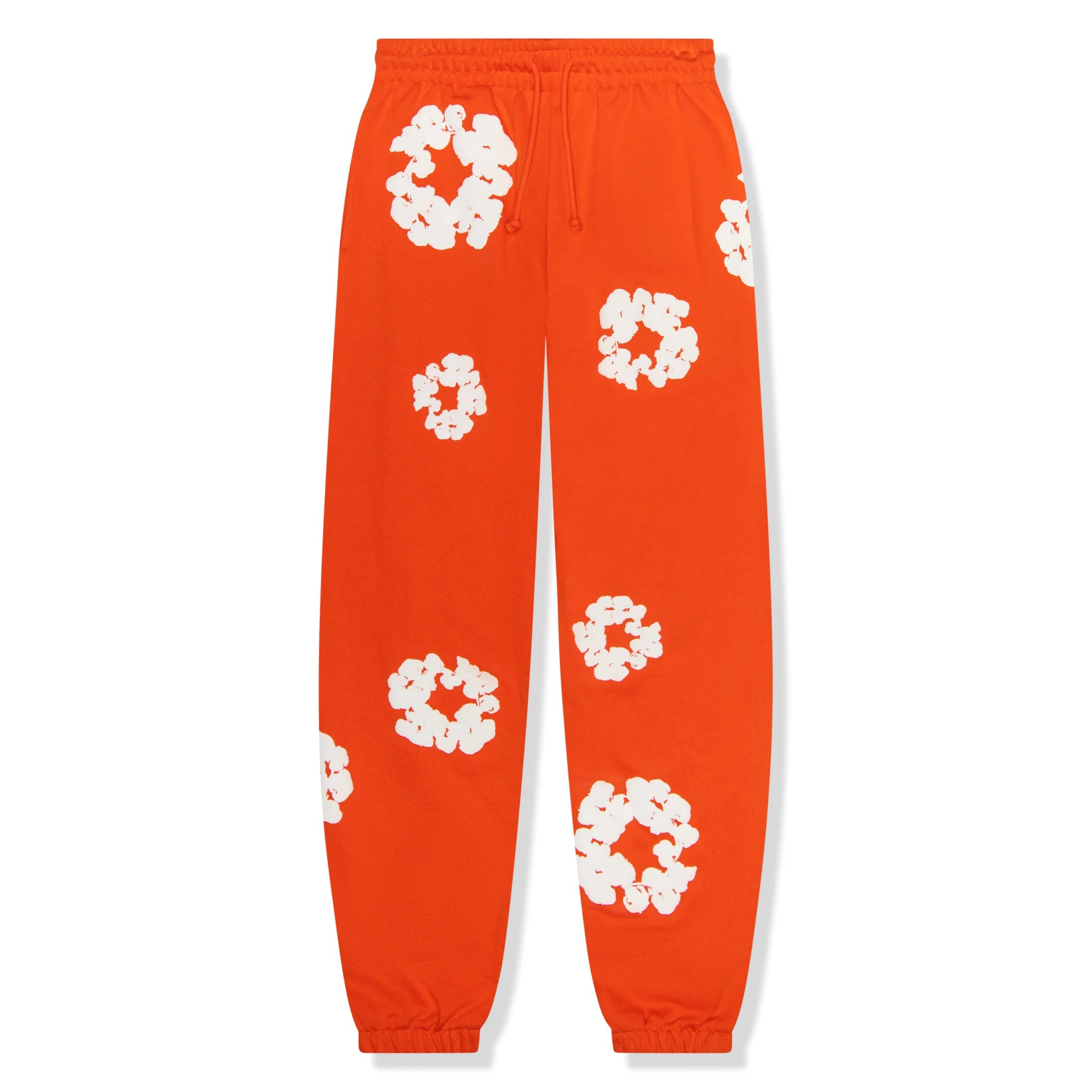 Front view of Denim Tears The Cotton Wreath Orange Sweatpants