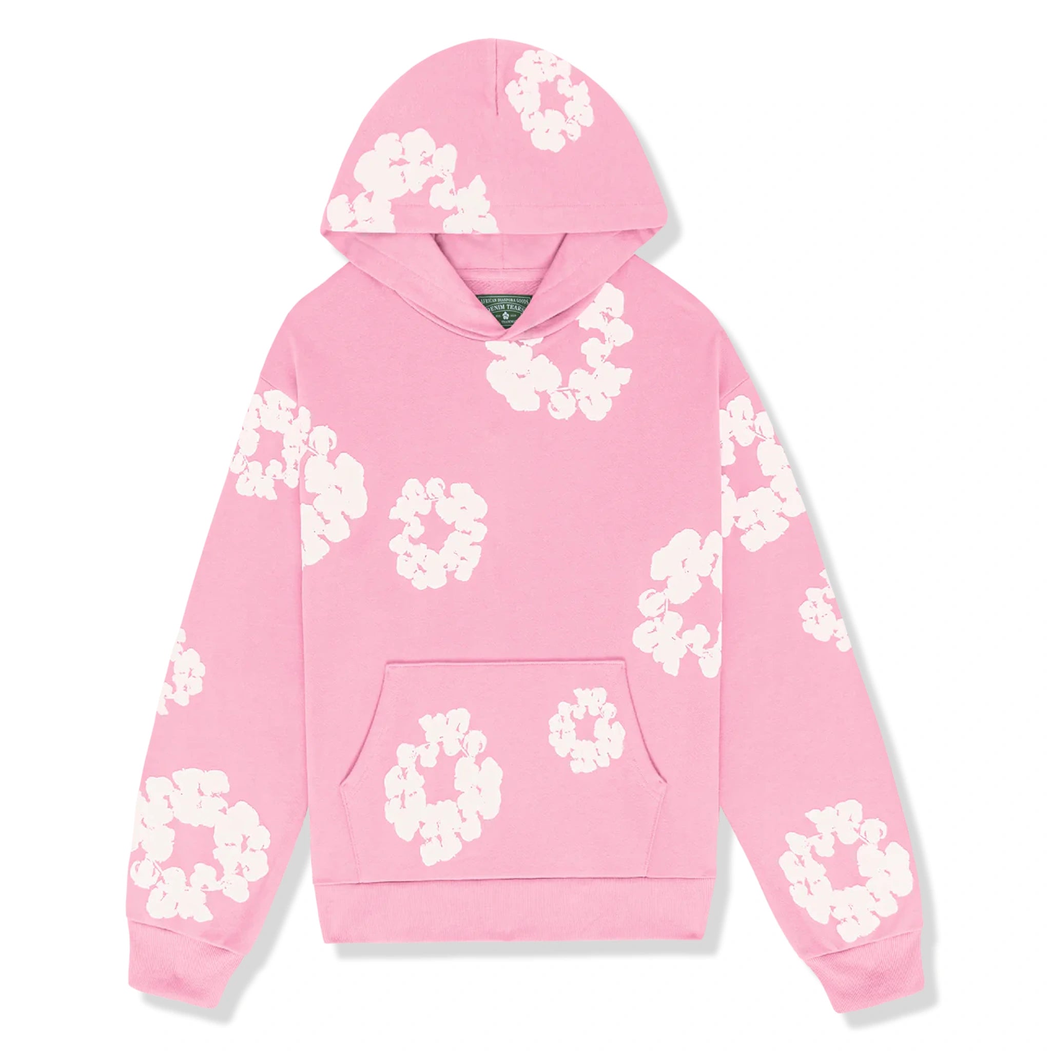 Front view of Denim Tears The Cotton Wreath Pink Hoodie