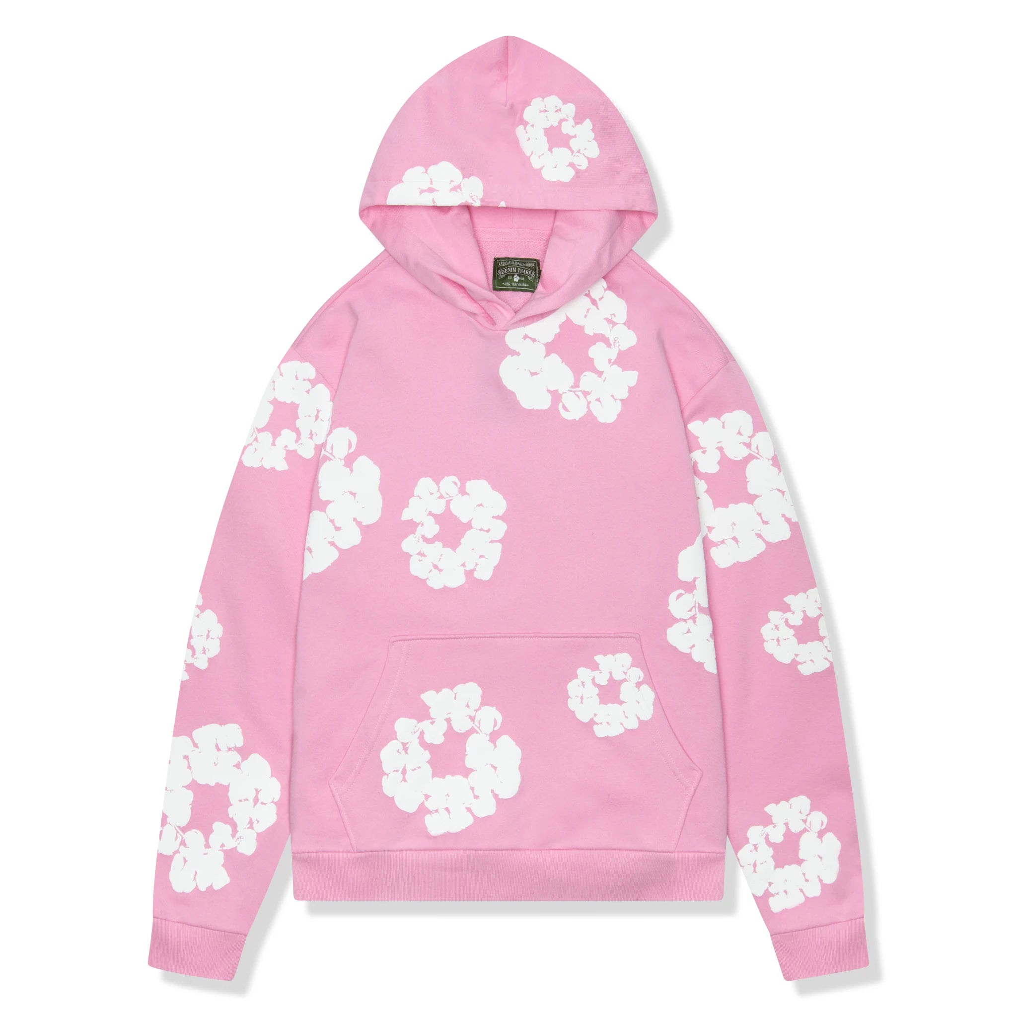 Front view of Denim Tears The Cotton Wreath Pink Hoodie