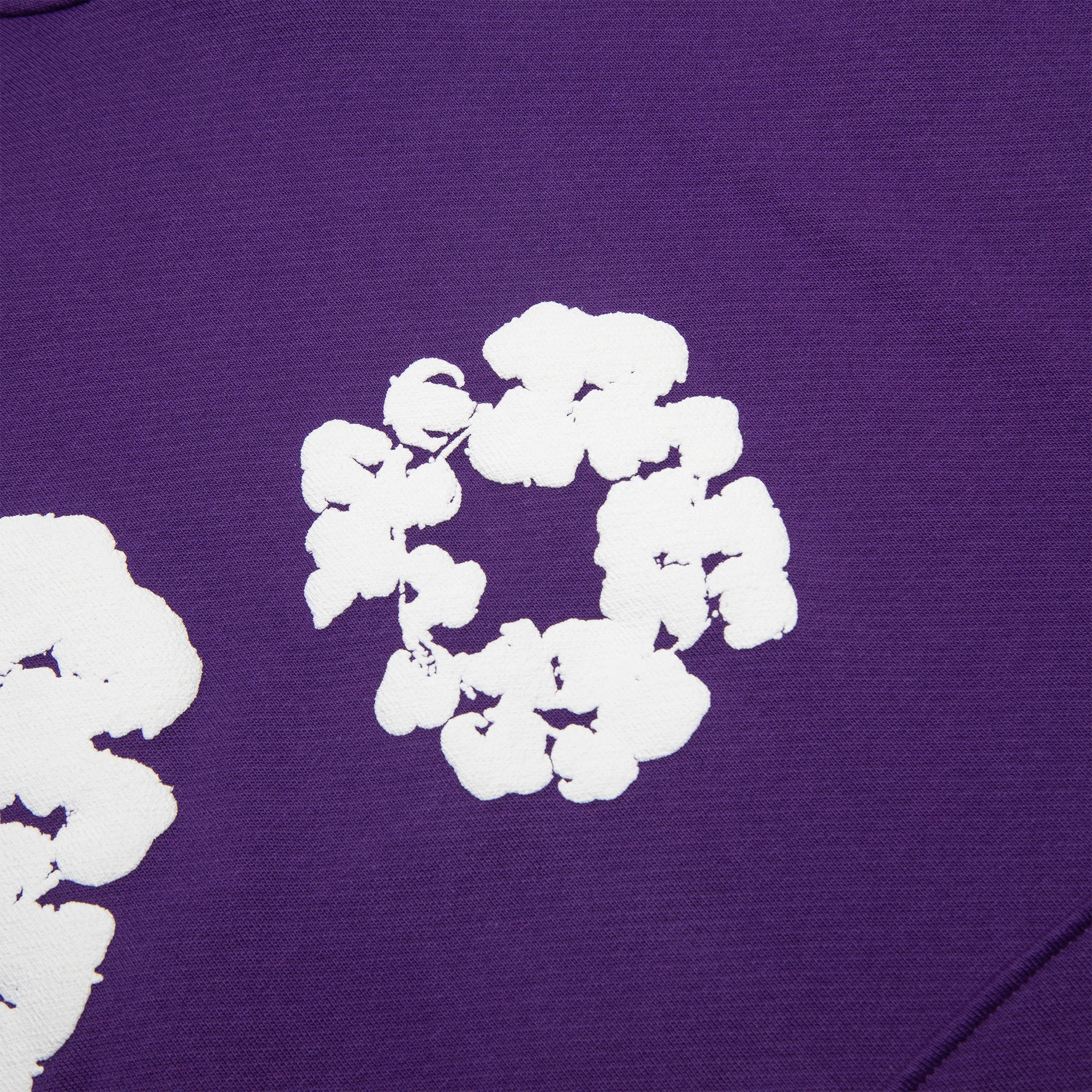 Detail view of Denim Tears The Cotton Wreath Purple Hoodie