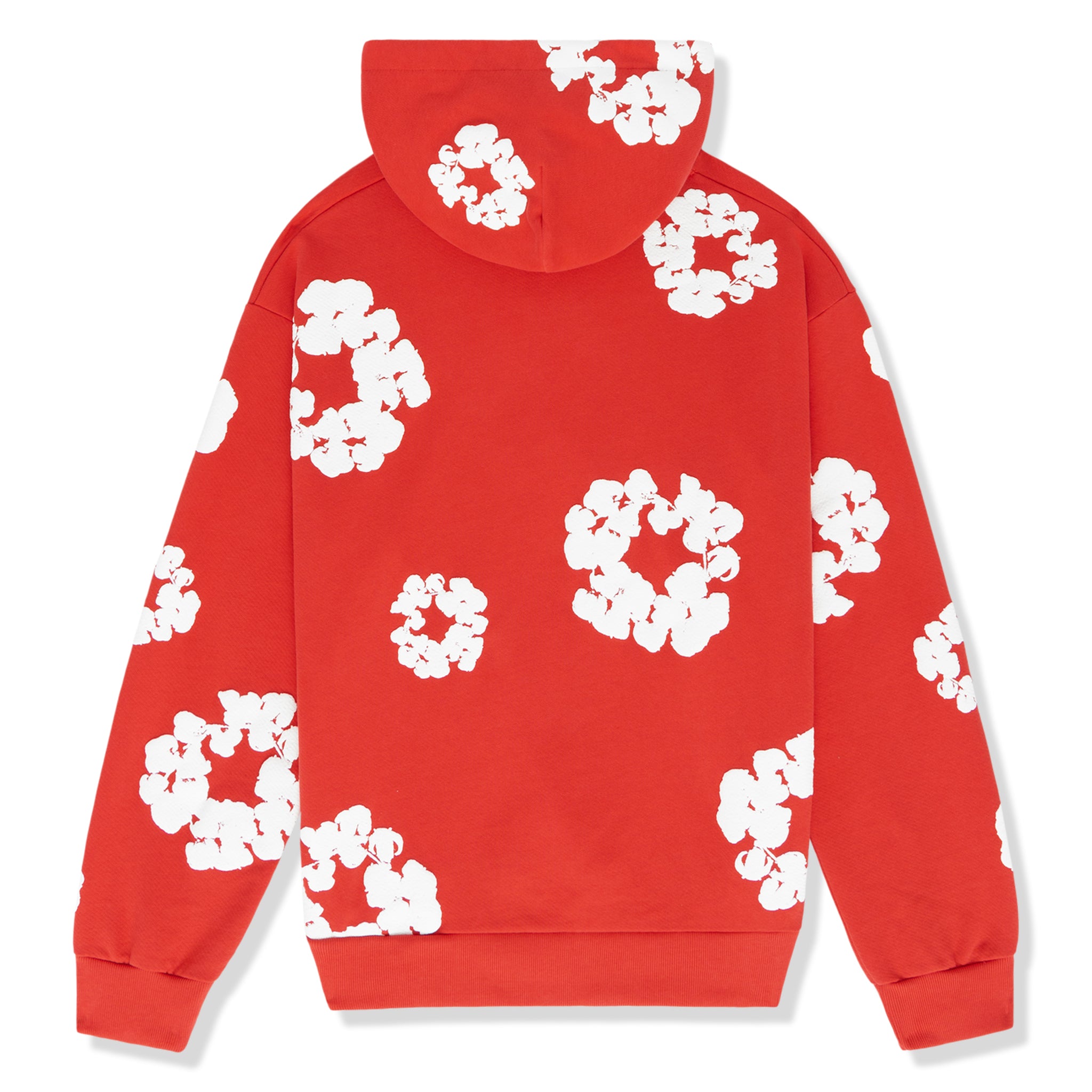 Back view of Denim Tears The Cotton Wreath Red Hoodie