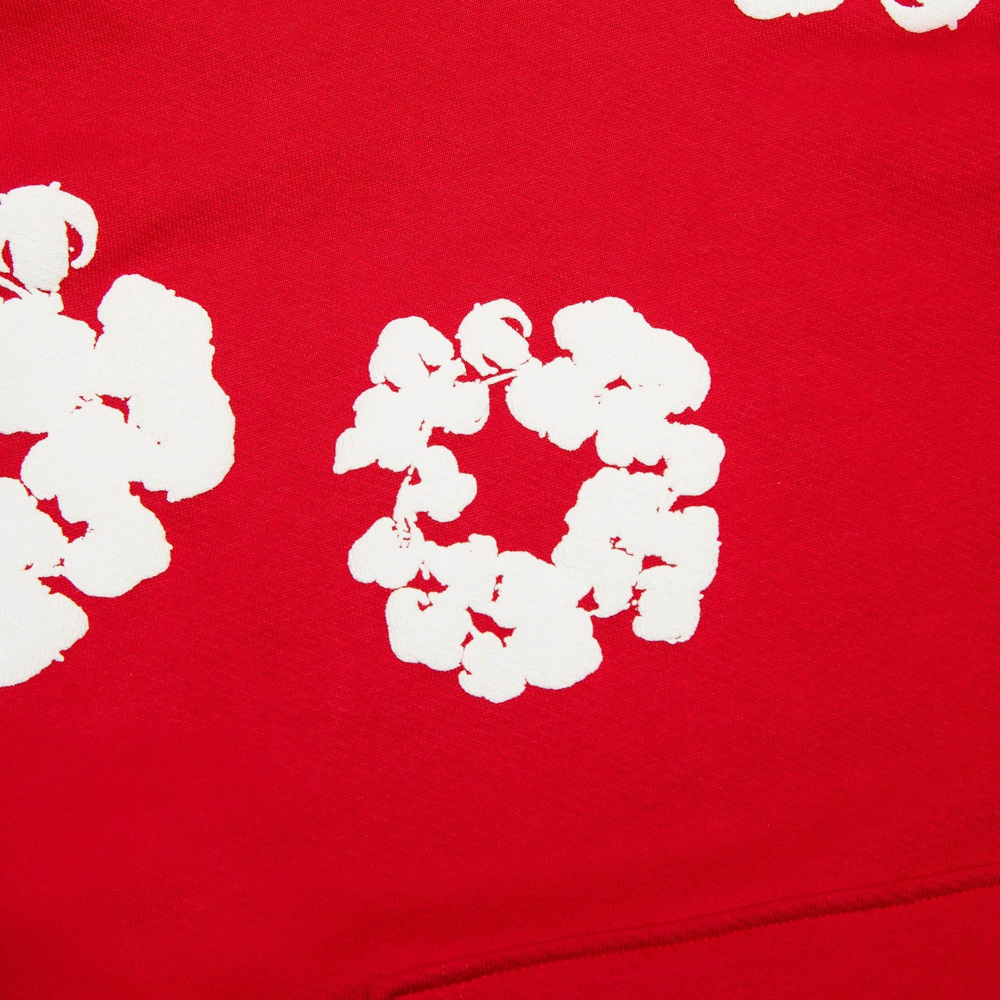 Detail view of Denim Tears The Cotton Wreath Red Hoodie