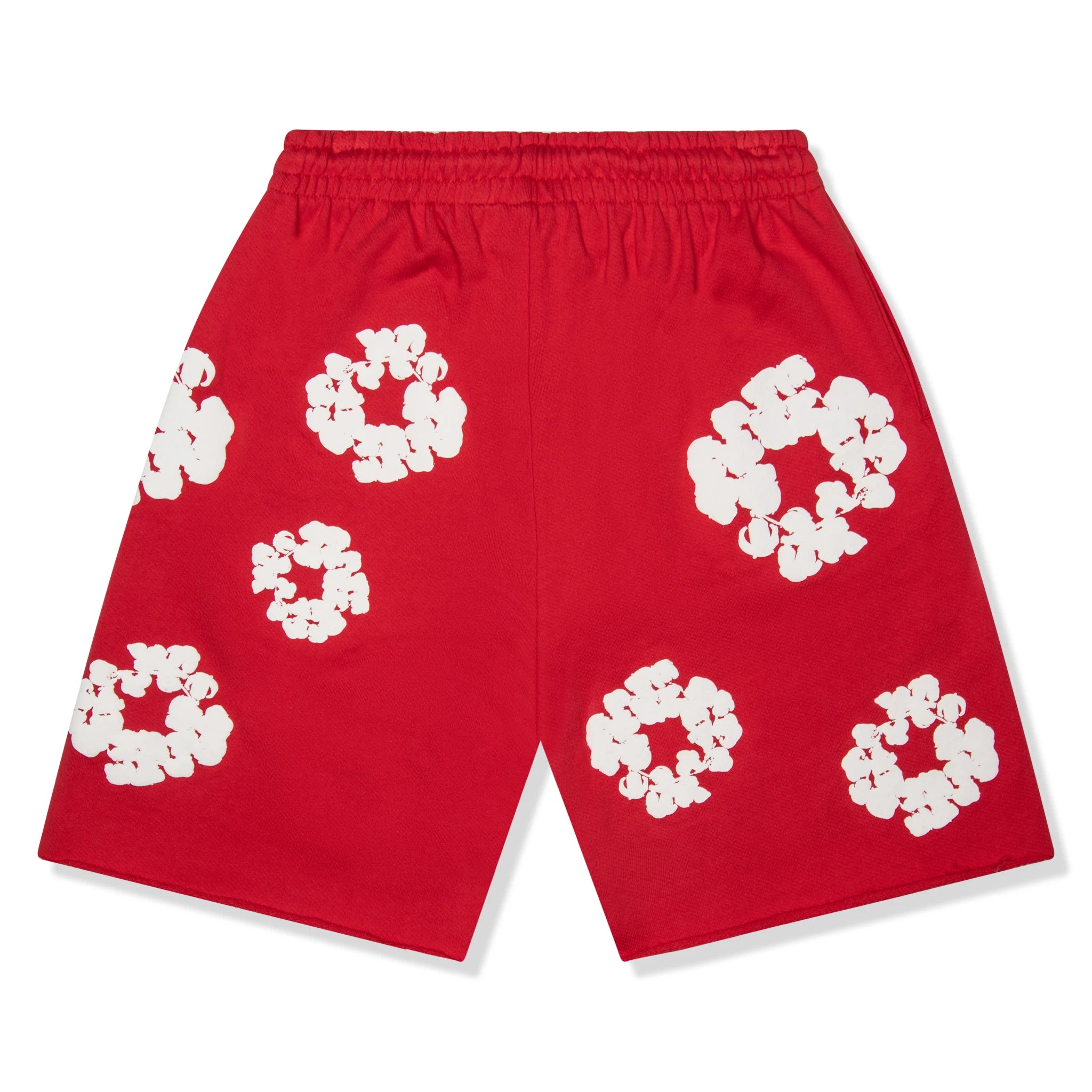 Back view of Denim Tears The Cotton Wreath Red Shorts