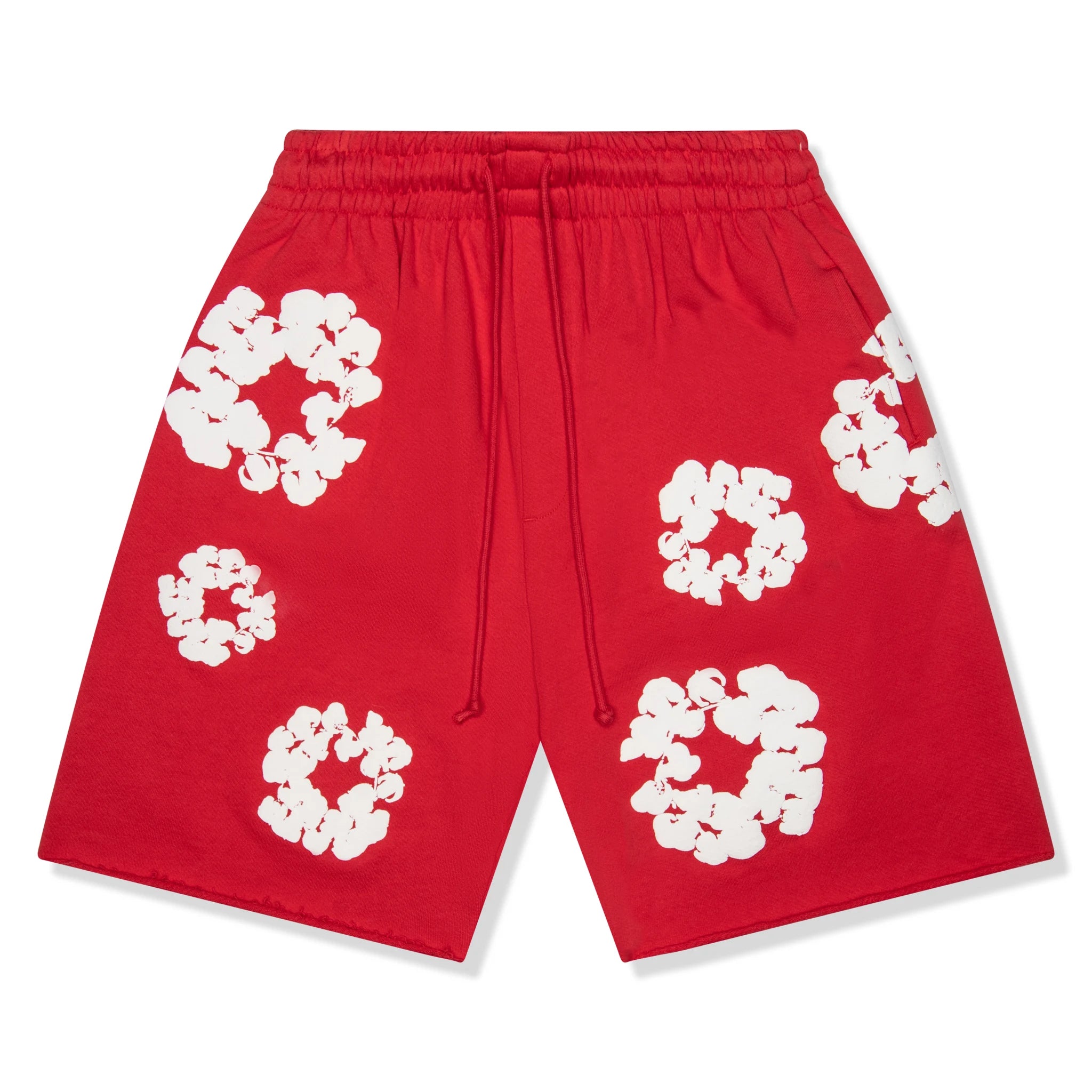 Front view of Denim Tears The Cotton Wreath Red Shorts