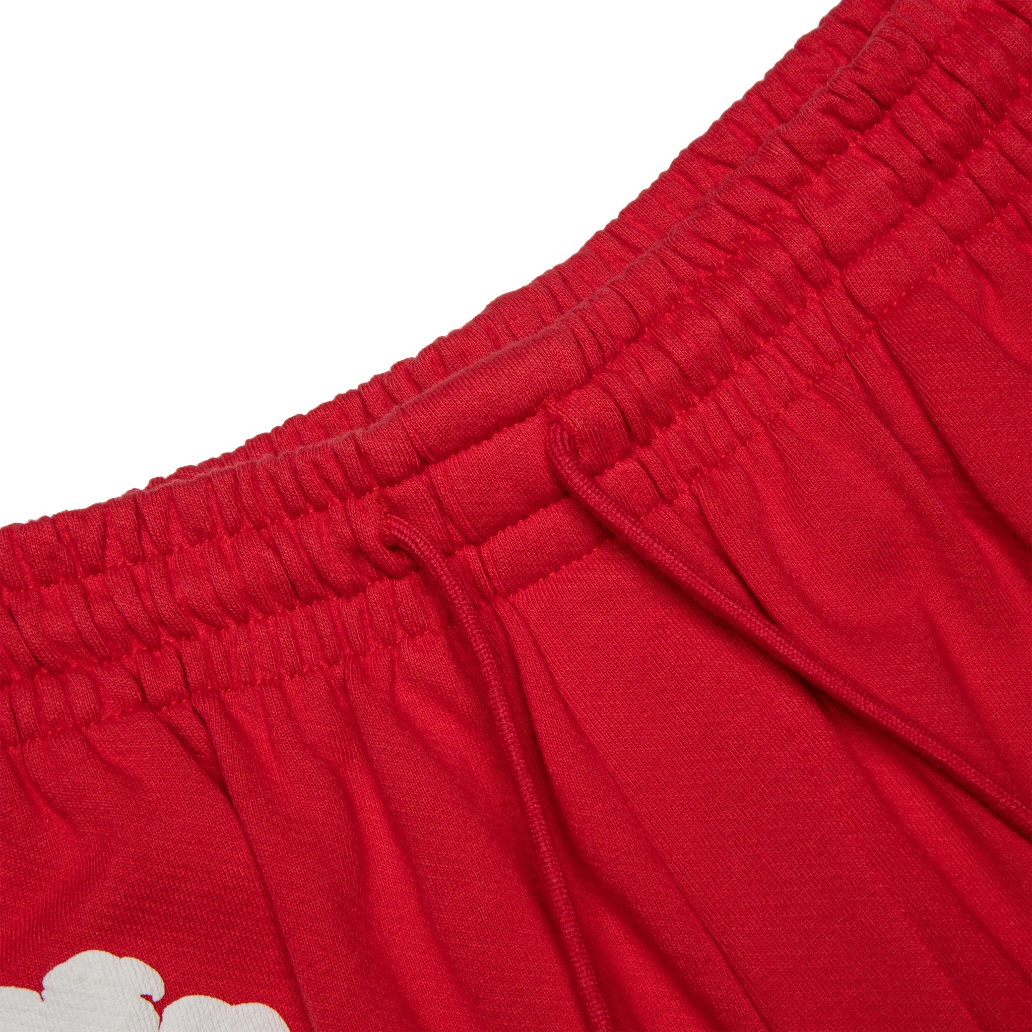 Waist view of Denim Tears The Cotton Wreath Red Shorts