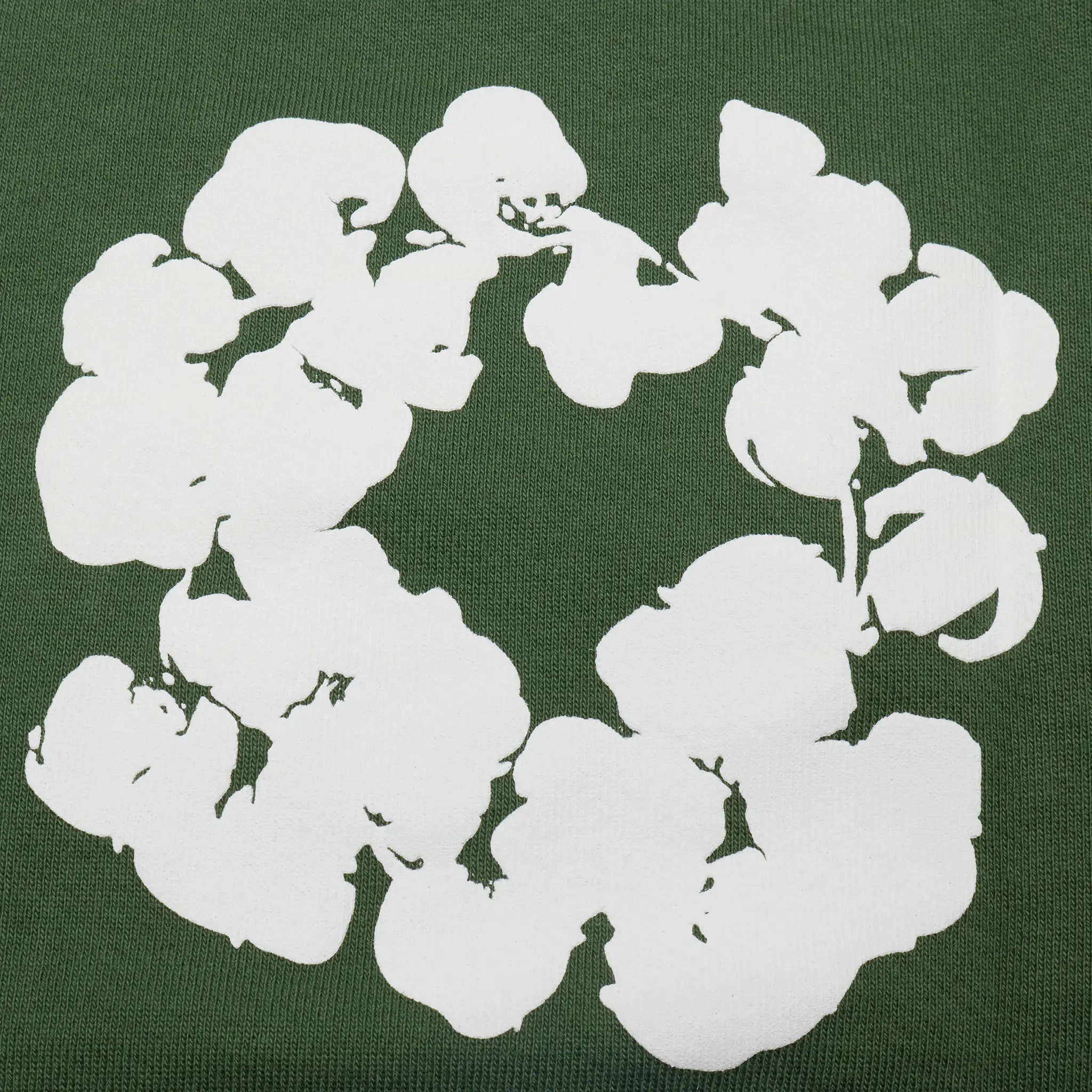 Detailed View of Denim Tears The Cotton Wreath Zip Up Green Hoodie