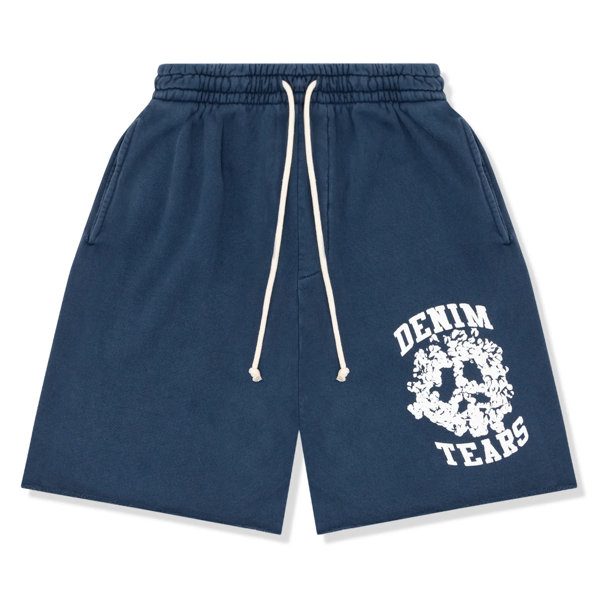 Front view of Denim Tears University Navy Shorts 402-080-27