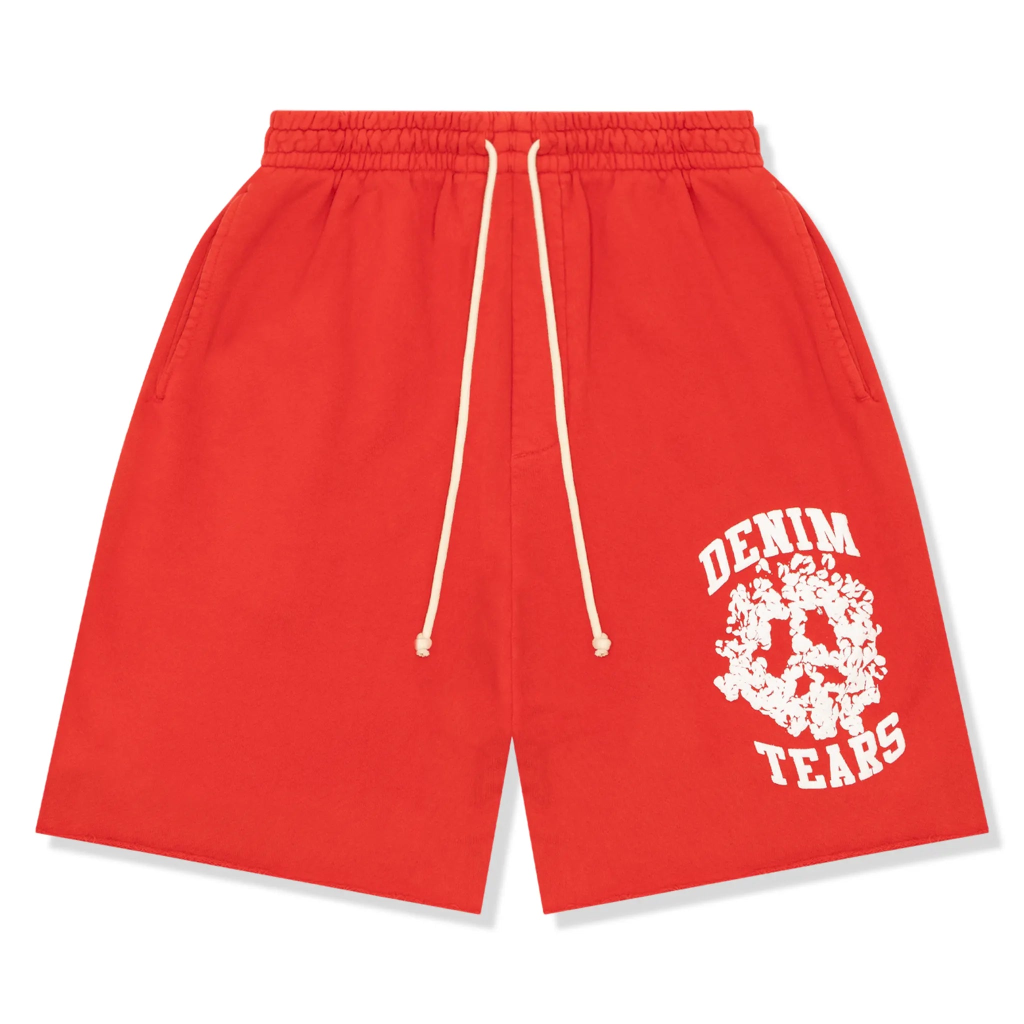 Front view of Denim Tears University Red Shorts 402-300-27
