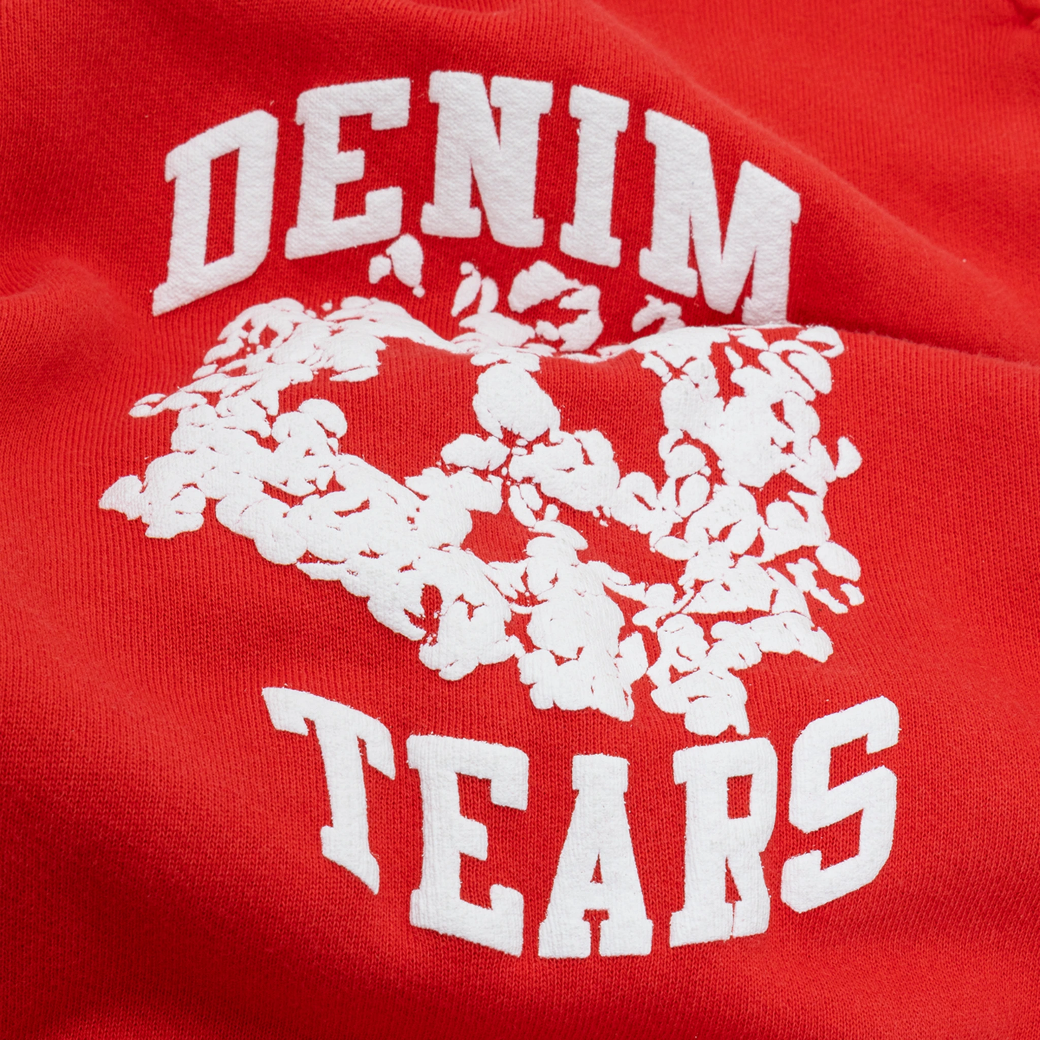 Logo view of Denim Tears University Red Sweatpants