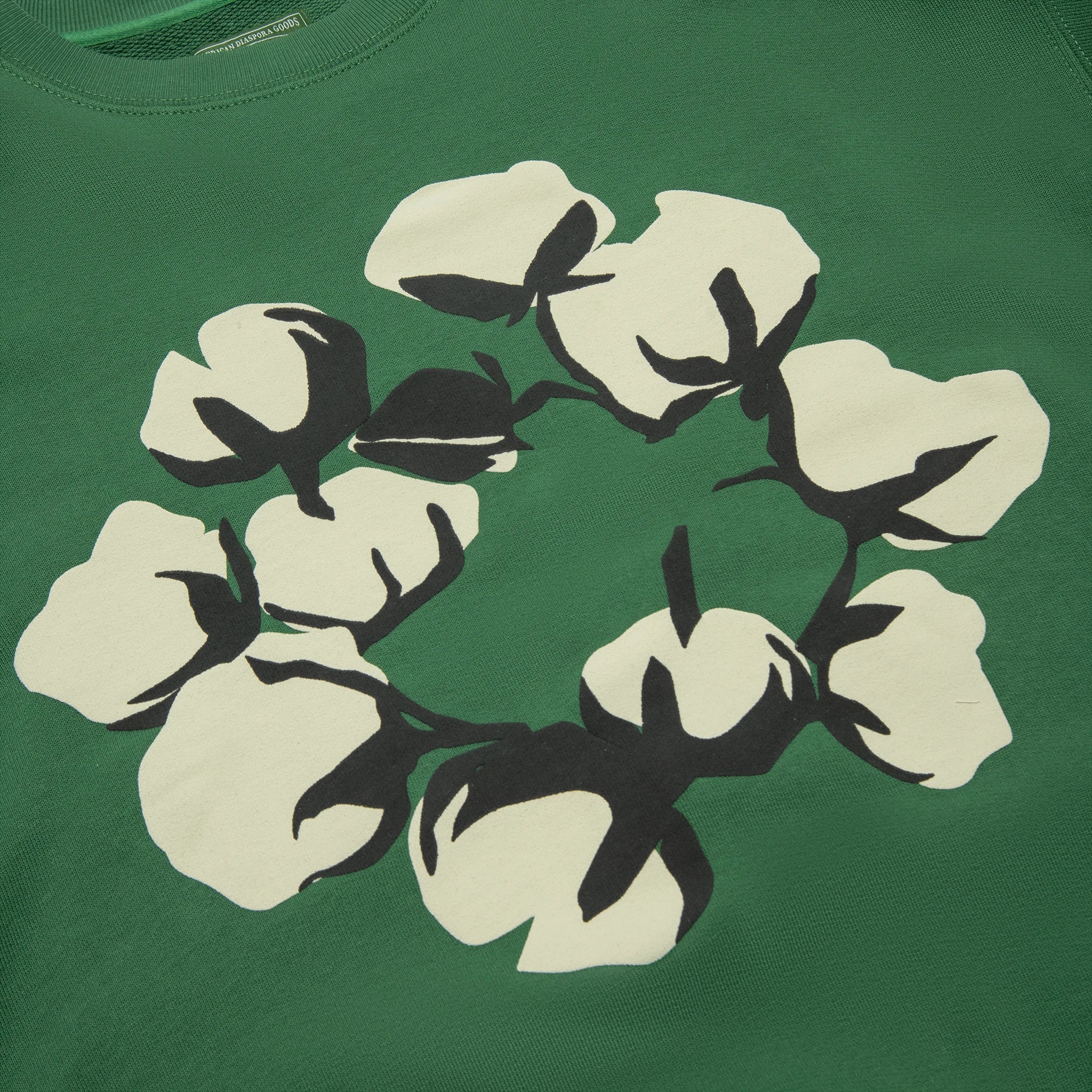 Front detail view of Denim Tears x CPFM Cactus Tears Green Sweatshirt