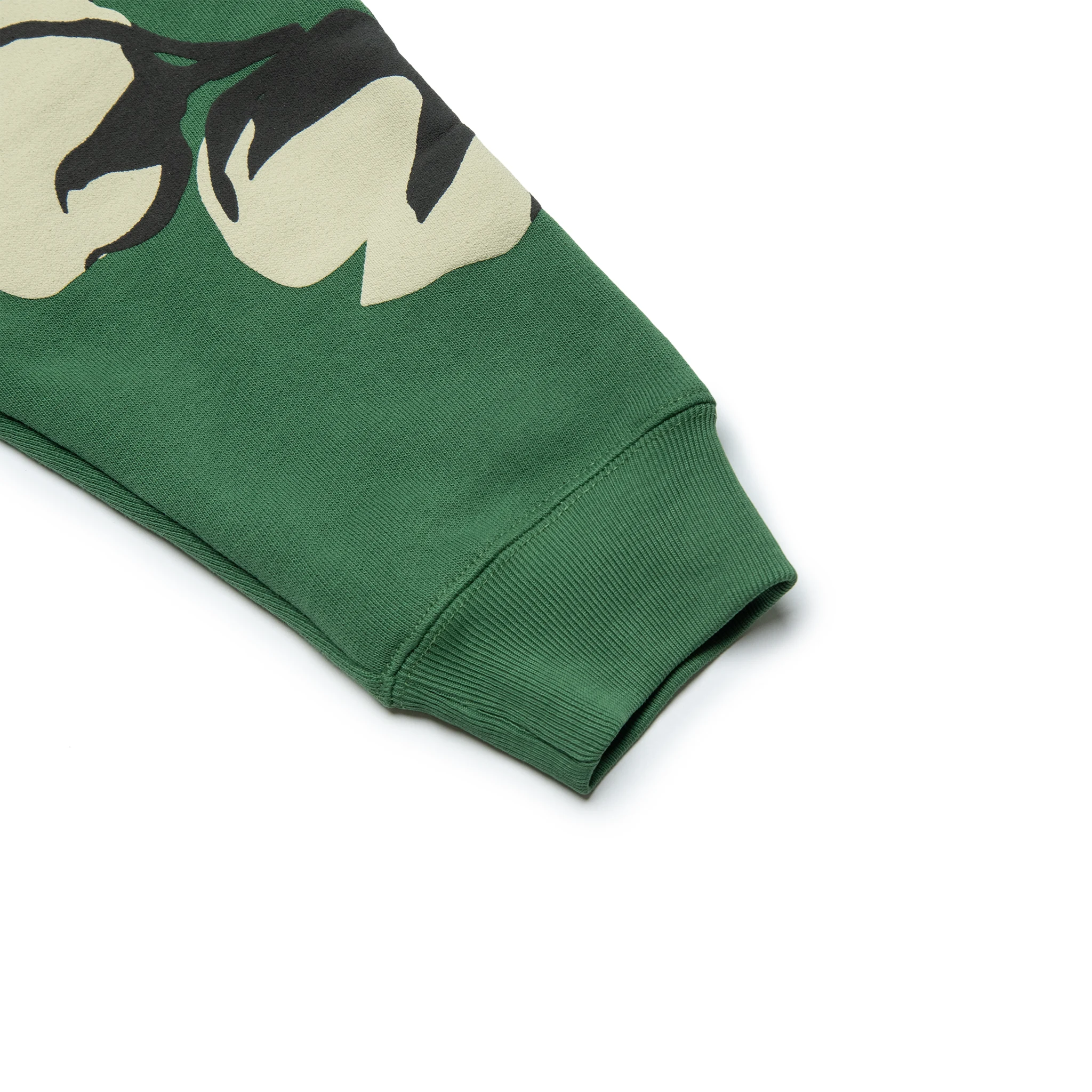 Sleeve view of Denim Tears x CPFM Cactus Tears Green Sweatshirt