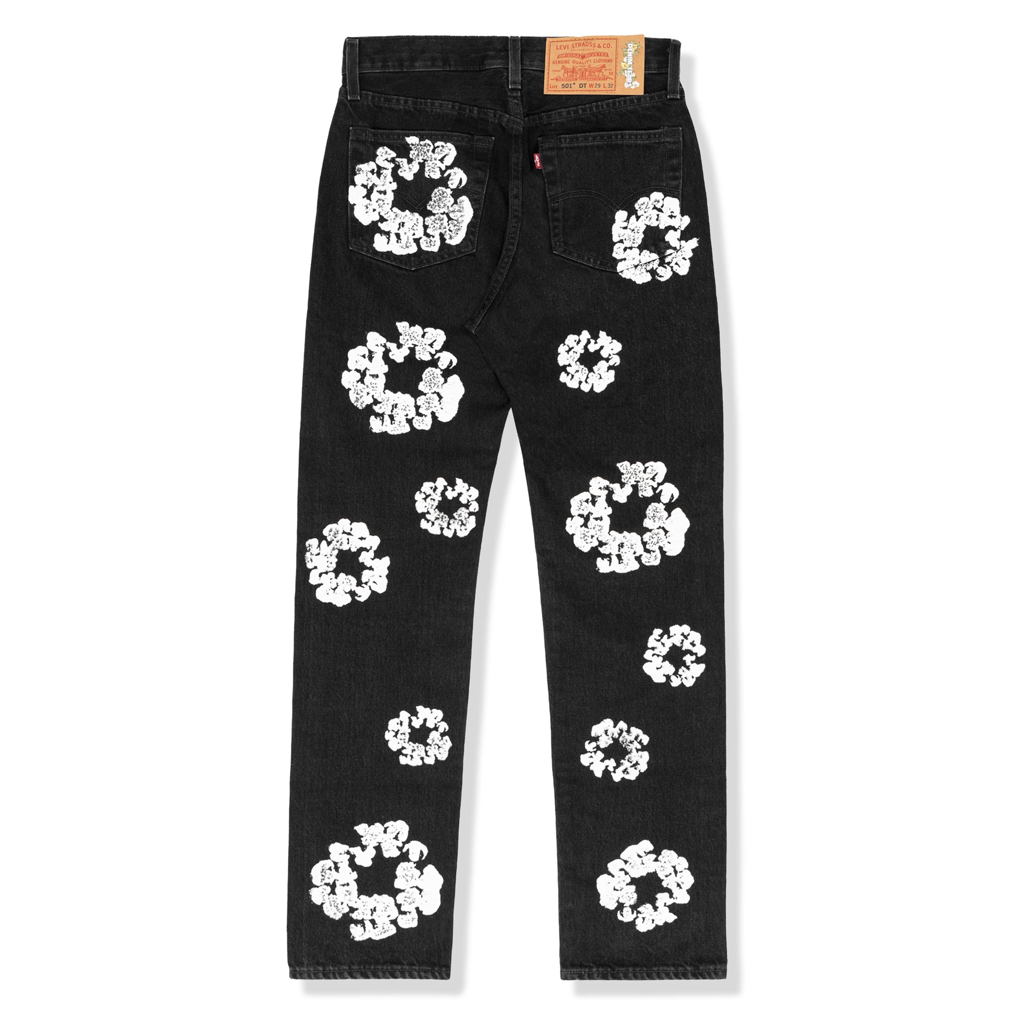 Back view of Denim Tears x Levi's Cotton Wreath Jeans Black DT501-003-30