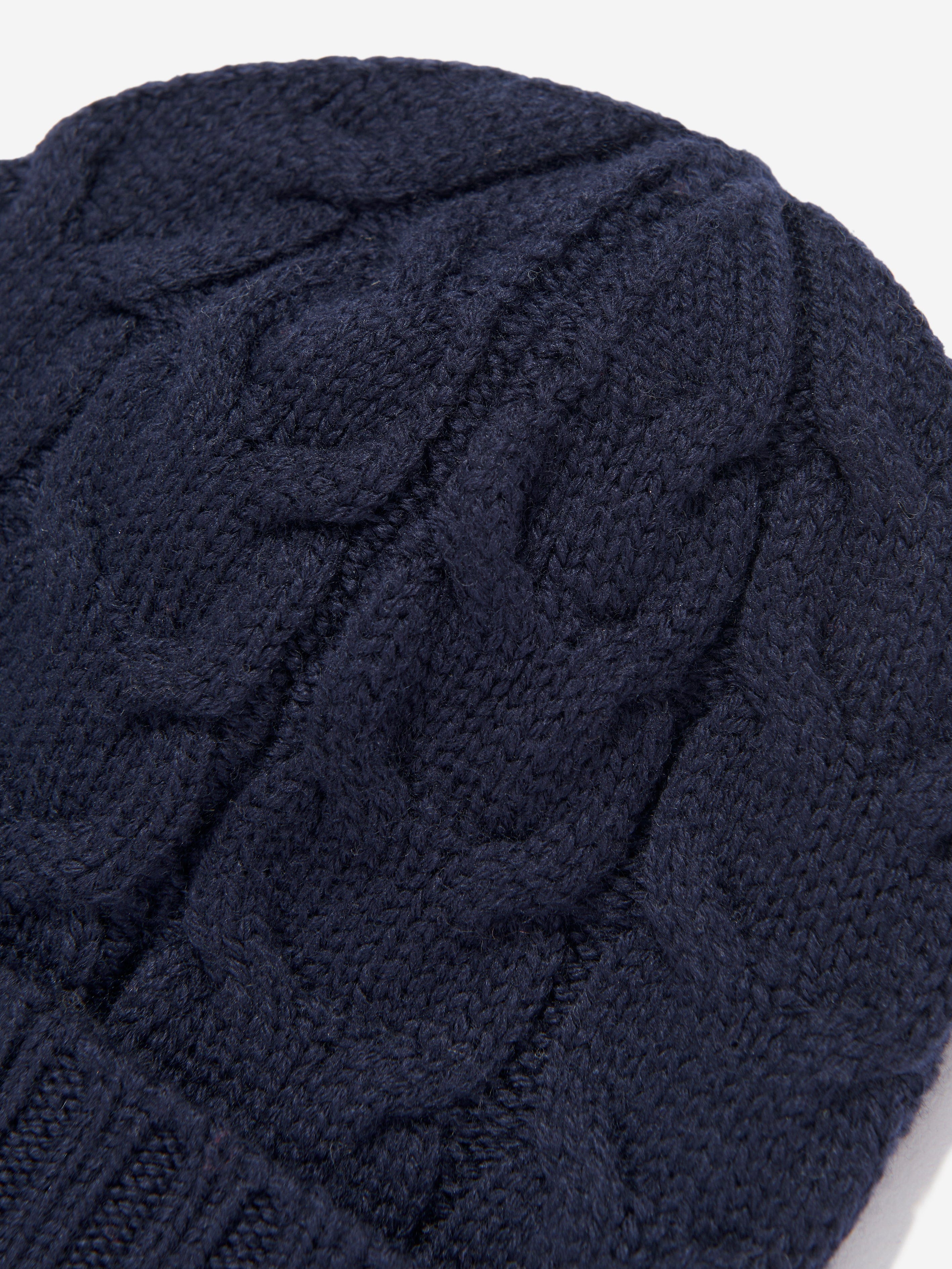 Detailed Back View of Moncler Enfant Boys Wool Knit Navy Beanie MONA5199102298