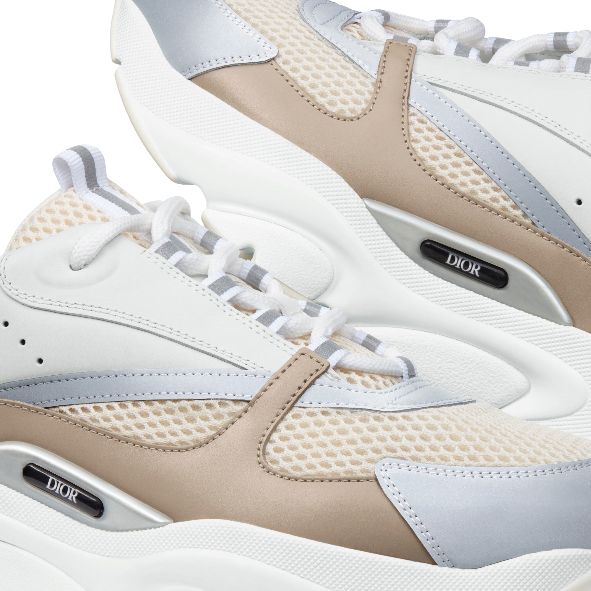 Detail view of Dior B22 Beige White Calfskin Trainer 3SN231YXX_H160