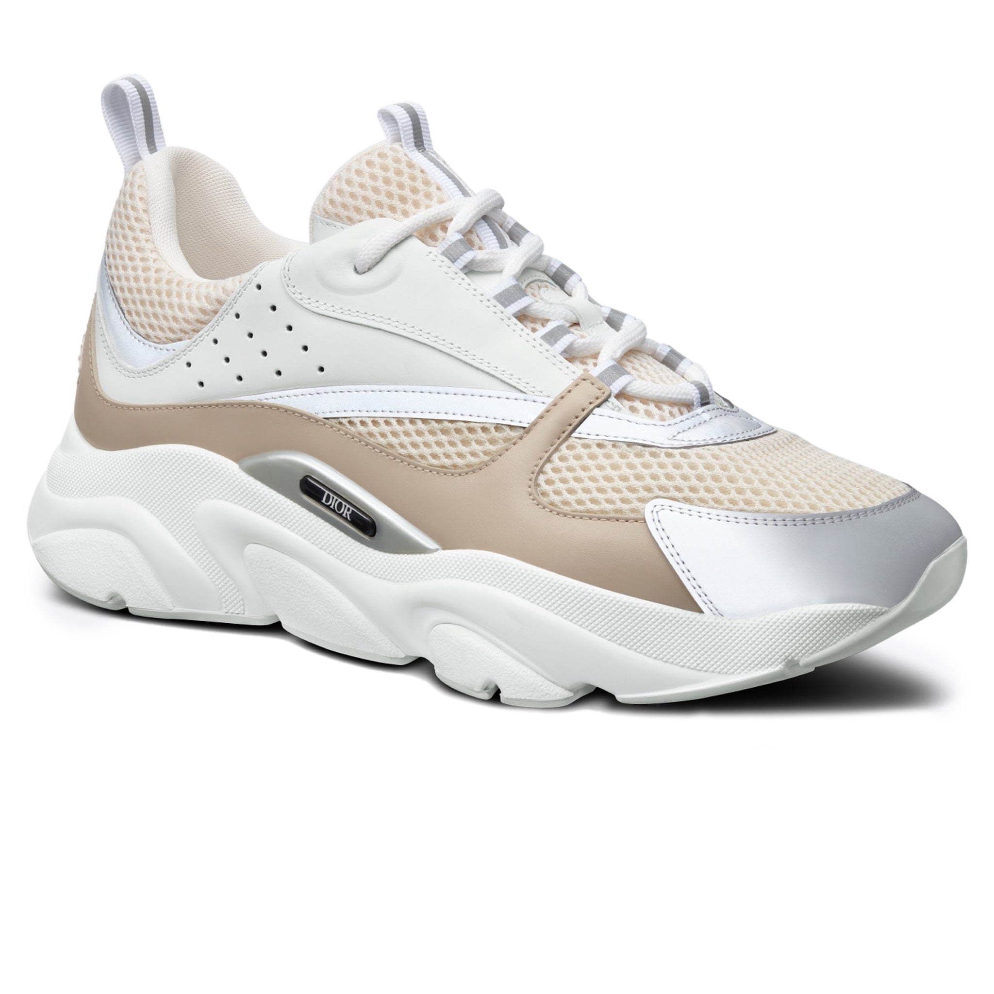 Front side view of Dior B22 Beige White Calfskin Trainer 3SN231YXX_H160