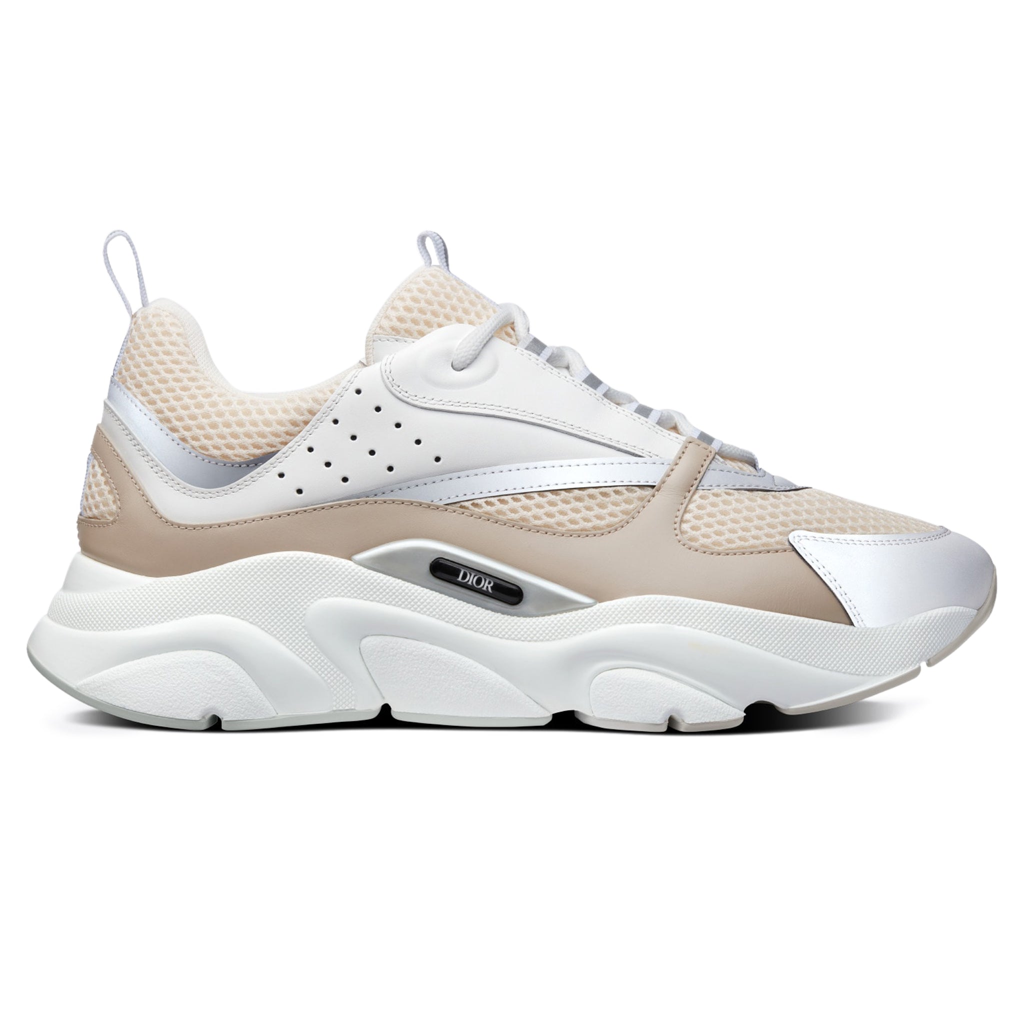 Side view of Dior B22 Beige White Calfskin Trainer 3SN231YXX_H160
