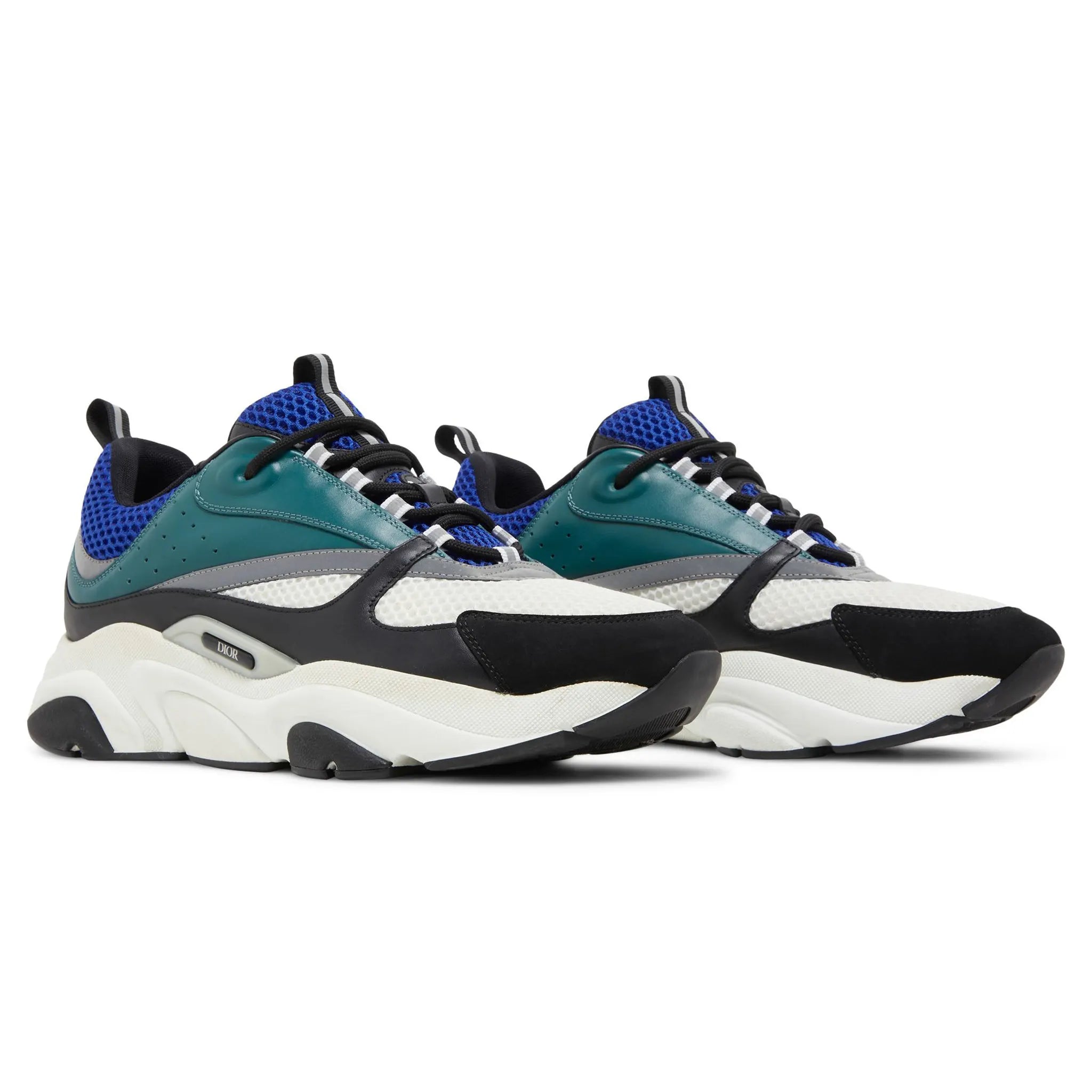 Front Side View of Dior B22 Blue Deep Green Trainer 3SN231YKC_H565