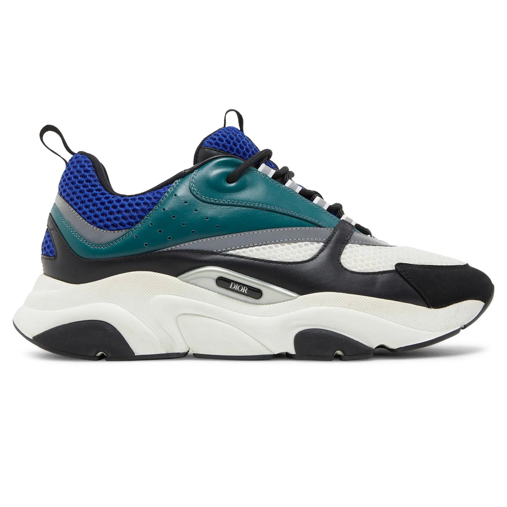 Side View of Dior B22 Blue Deep Green Trainer 3SN231YKC_H565