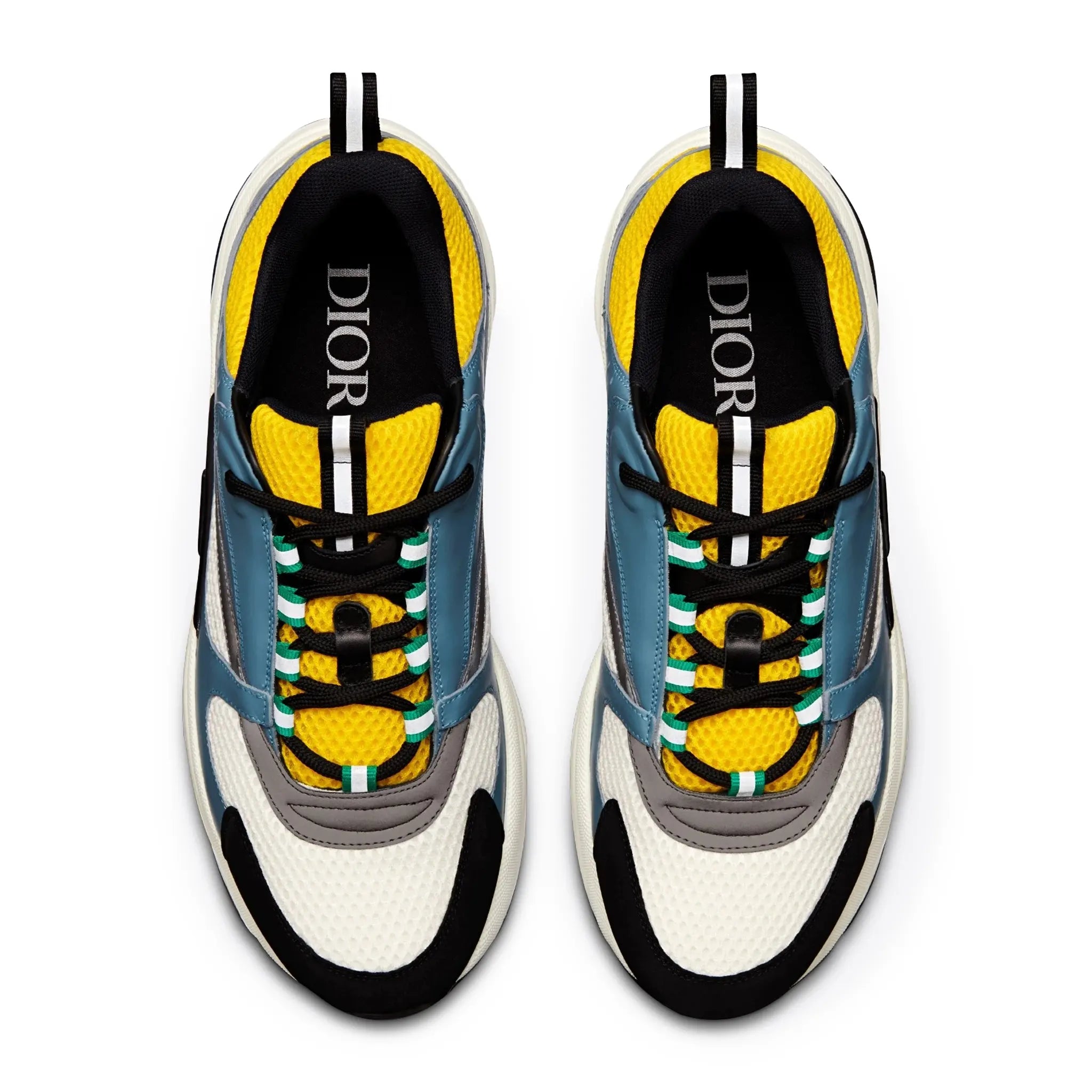 Upper View of Dior B22 Blue Yellow Trainer 3SN231ZCQ_H561