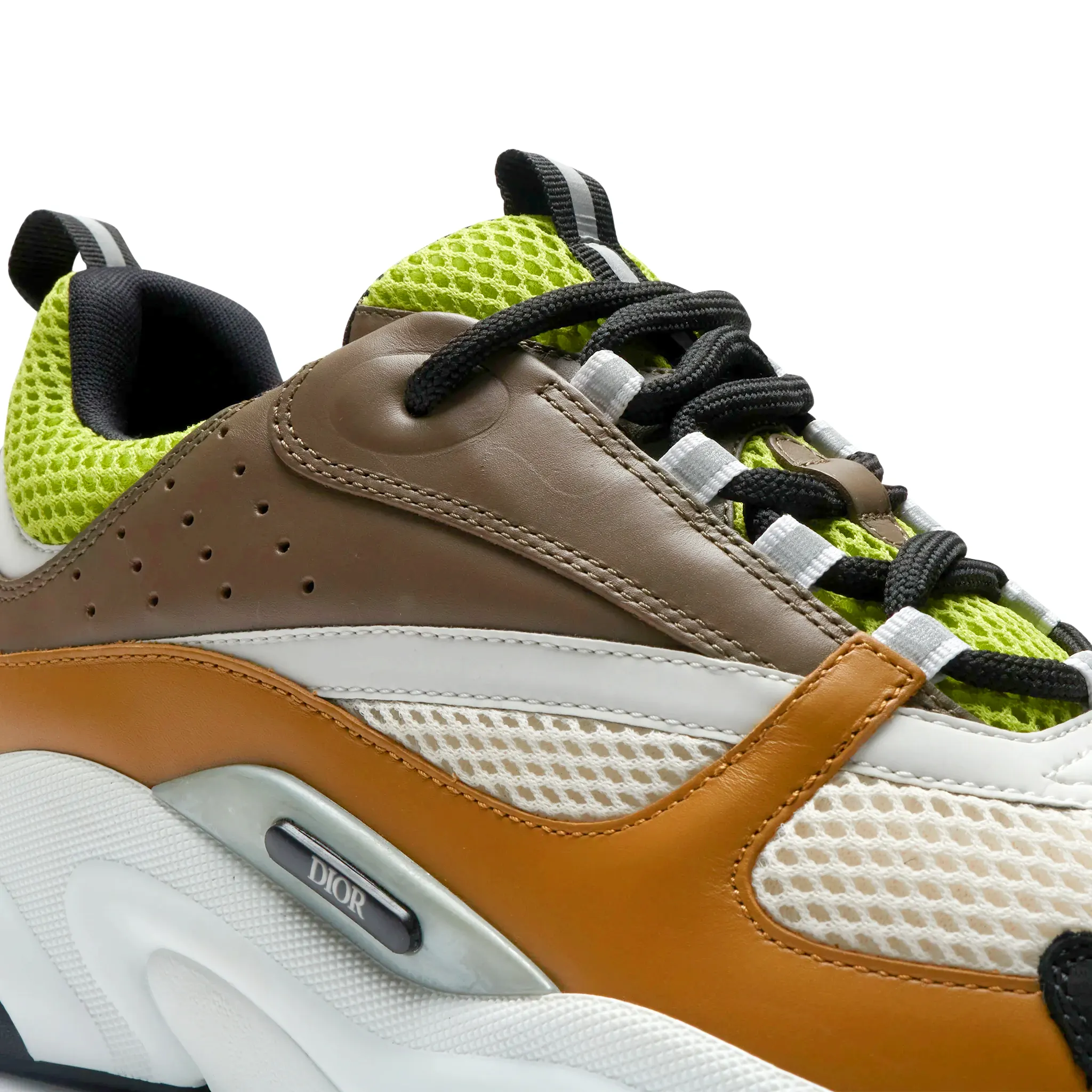 Detailed View of Dior B22 Brown Lime Green Trainer 3SN231YRK H766