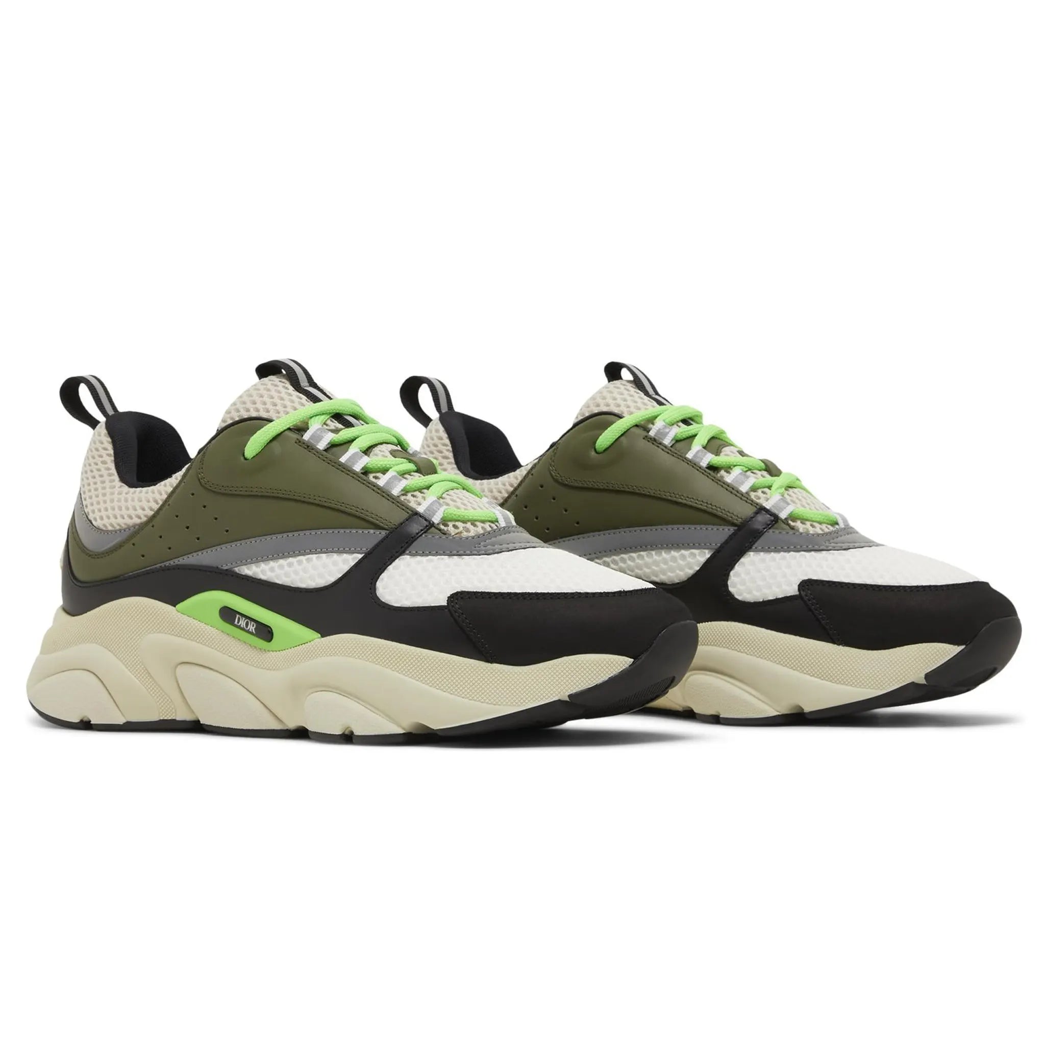 Front side view of Dior B22 Khaki Pistachio Trainer 3SN231YKB_H661