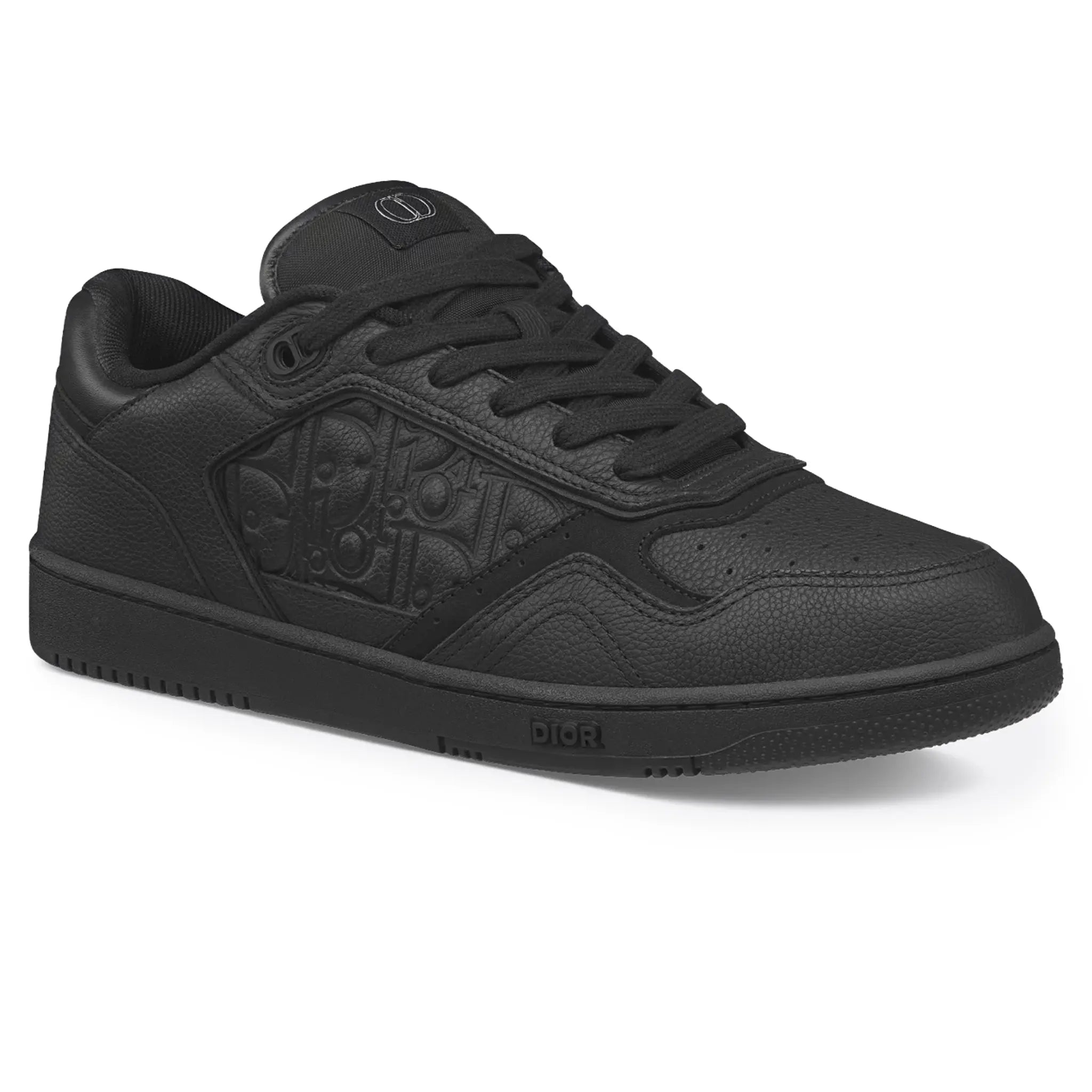 Front Side View of Dior B27 Uptown Black Grained Calfskin Sneaker 3SN272ZAY_H900